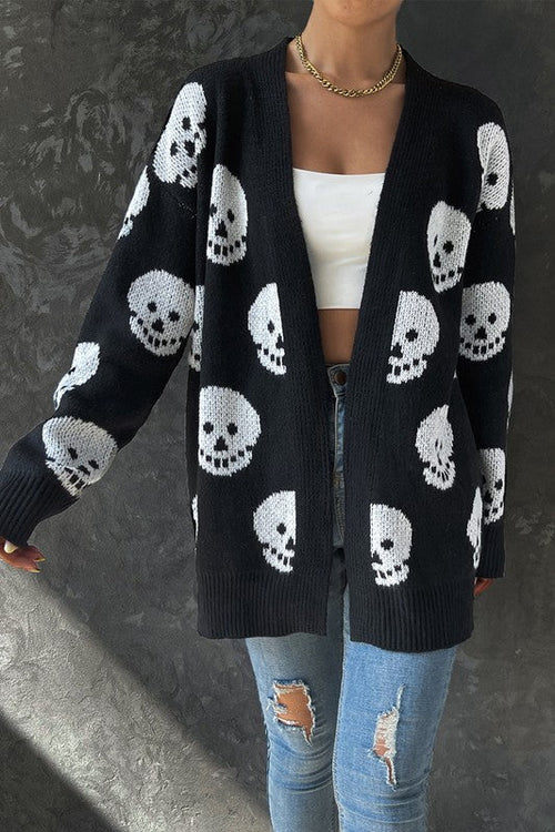 Halloween Print Knit Cardigan