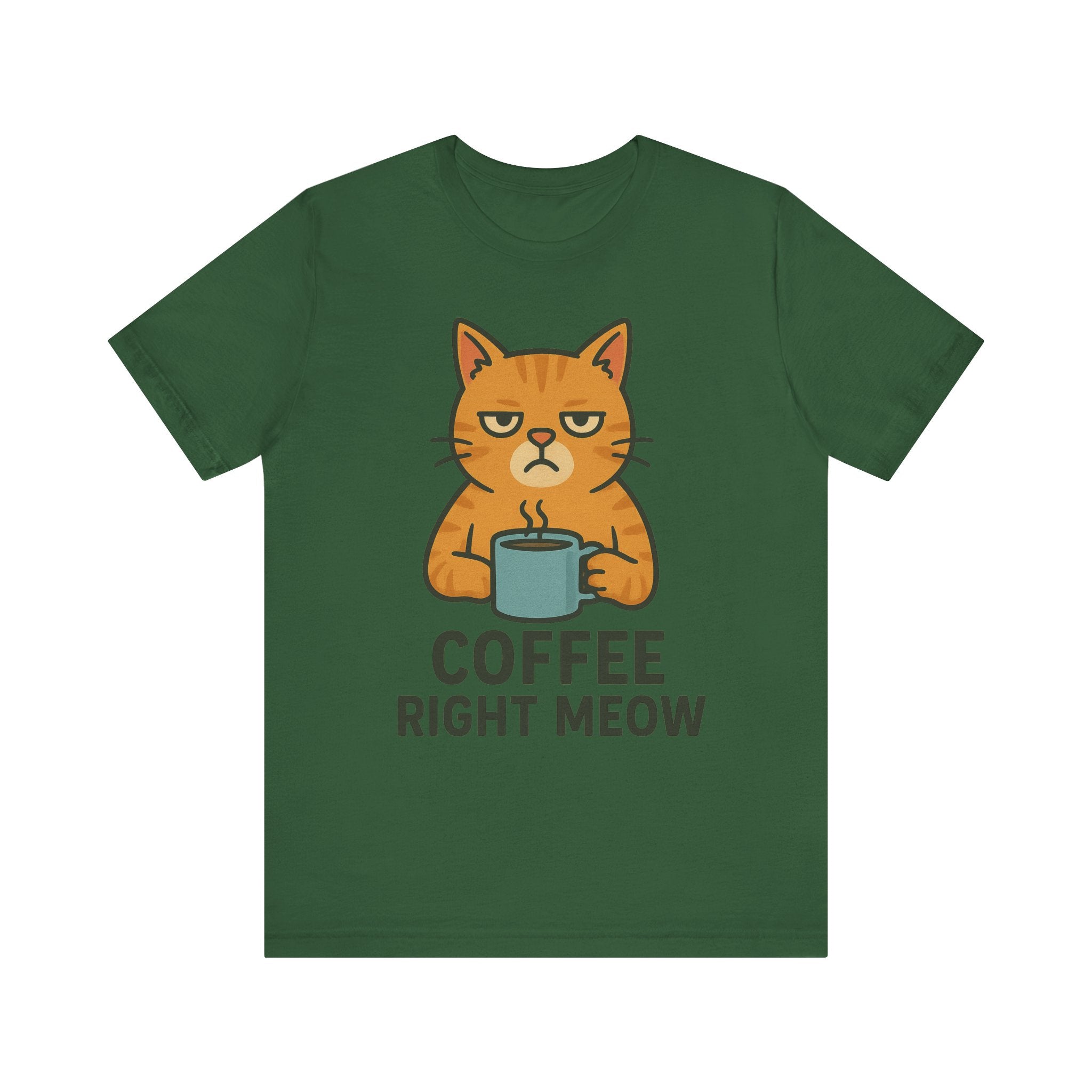 Cat Lover Funny Coffee Unisex Tee, Gift for Her, Cat Print Shirt, Short Sleeve Shirt, Funny Cat Tee