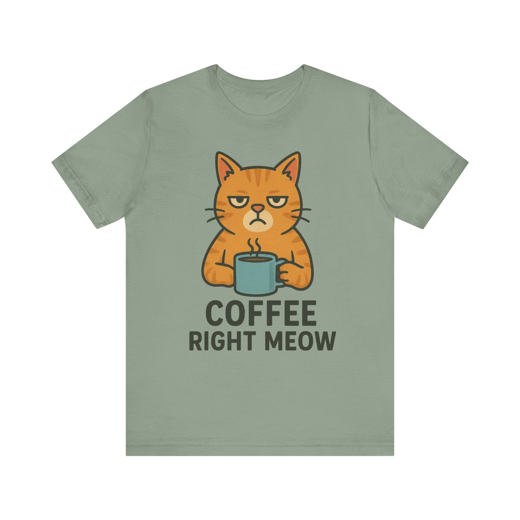 Cat Lover Funny Coffee Unisex Tee, Gift for Her, Cat Print Shirt, Short Sleeve Shirt, Funny Cat Tee