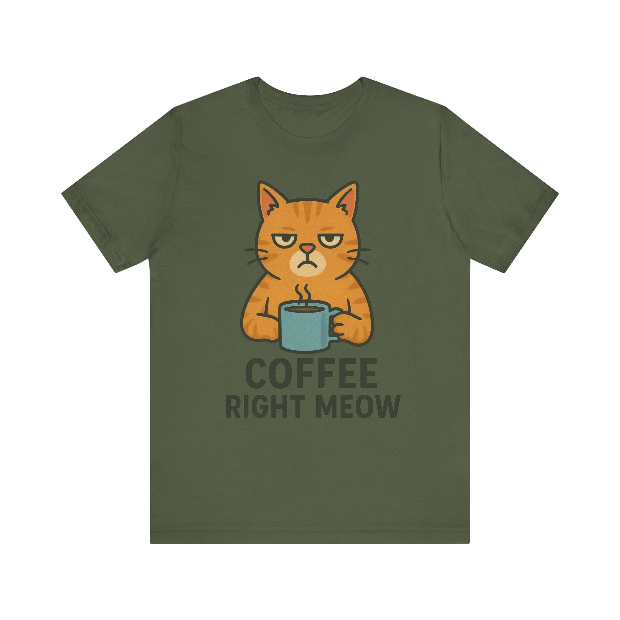 Cat Lover Funny Coffee Unisex Tee, Gift for Her, Cat Print Shirt, Short Sleeve Shirt, Funny Cat Tee