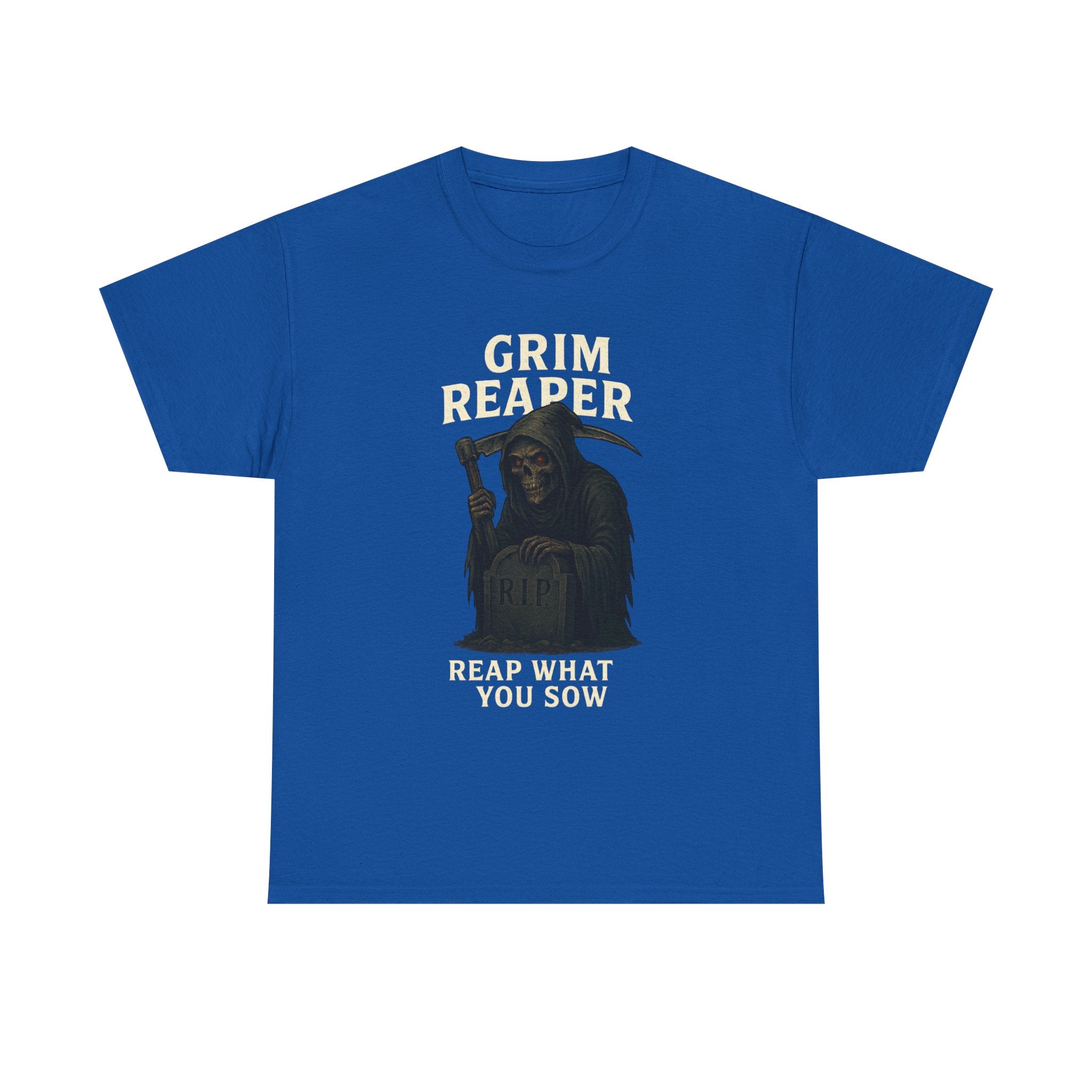 Grim Reaper Tee - Unisex Heavy Cotton Shirt, Casual Streetwear, Halloween Costume, Gift for Horror Fans, Vintage Graphic Tee