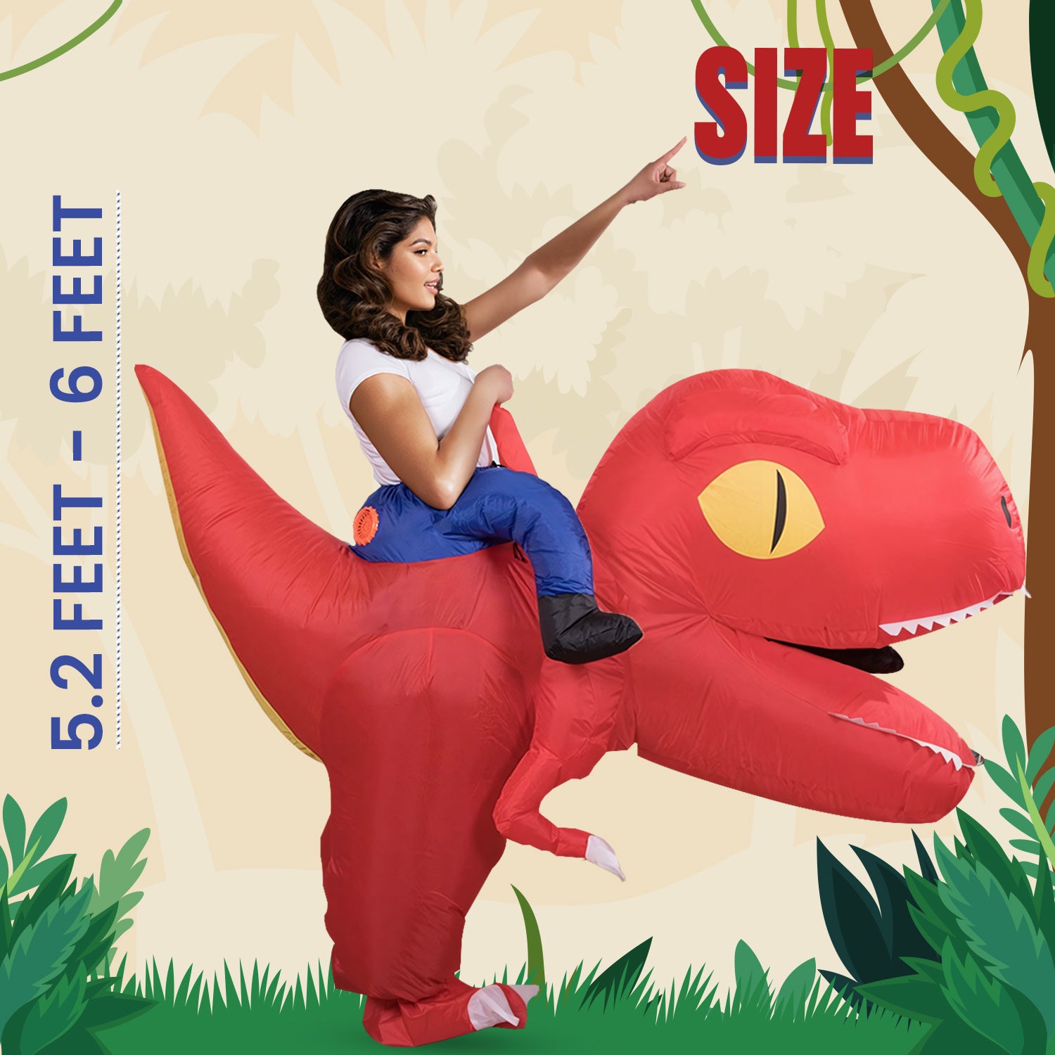 Adult Giant Head Ride-on Dinosaur Inflatable Costume Halloween Cosplay