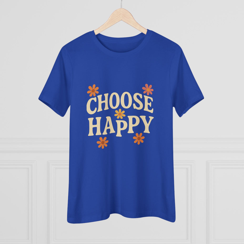 Choose Happy Women's Cotton Tee, Positive Vibes T-Shirt for Everyday Comfort, Gift for Friends, Casual Summer Wear, Inspirational Fashion