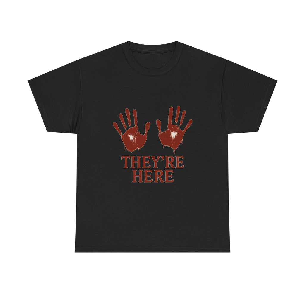 Spooky Graphic Tee, Unisex Heavy Cotton Shirt, Halloween T-Shirt, Unique Handprint Design, Casual Wear, Gift for Horror Fans