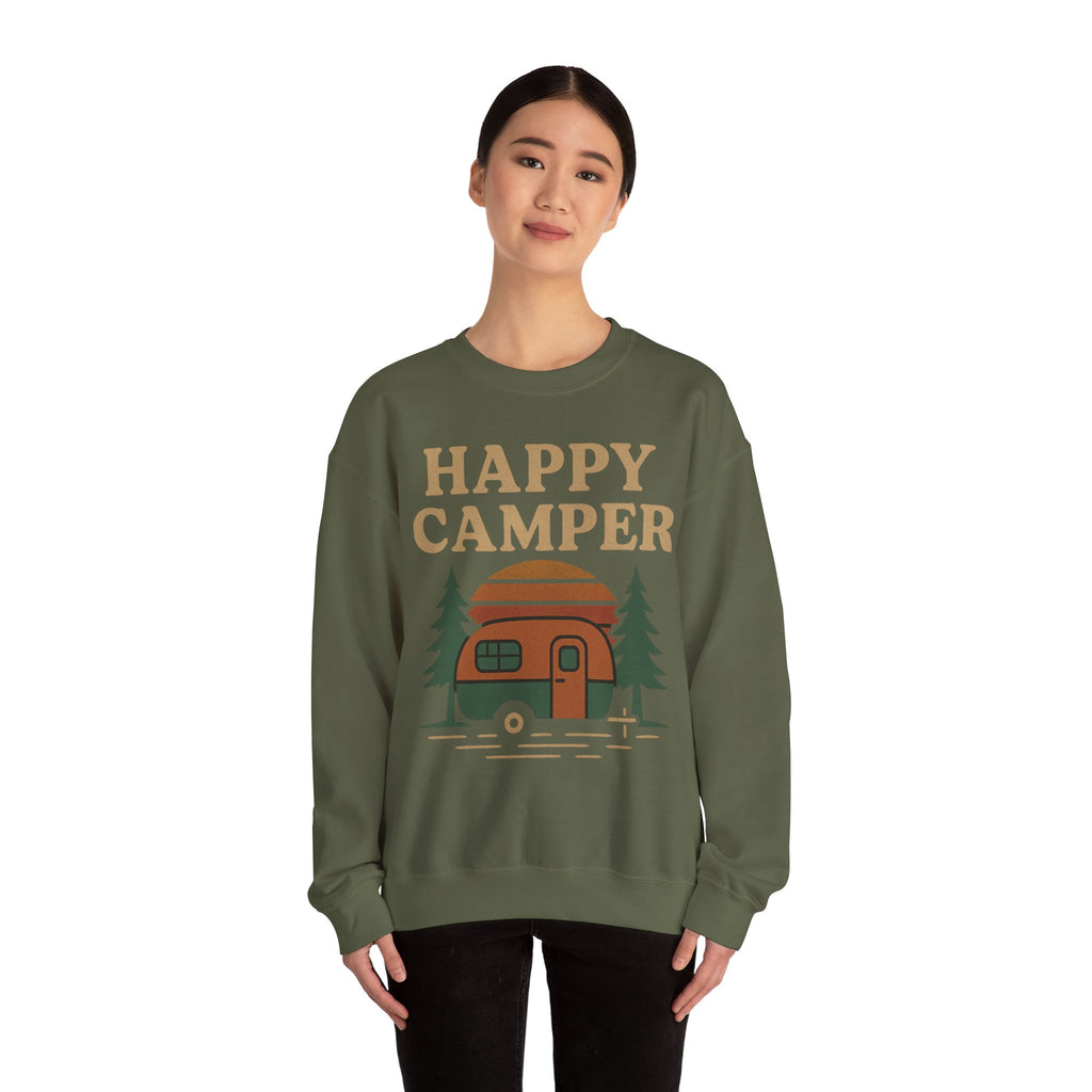 Gift For Campers Happy Camper Sweatshirt, Cozy Outdoor Crewneck, Perfect Gift for Campers, Adventure Apparel, Camping Lovers' Sweatshirt