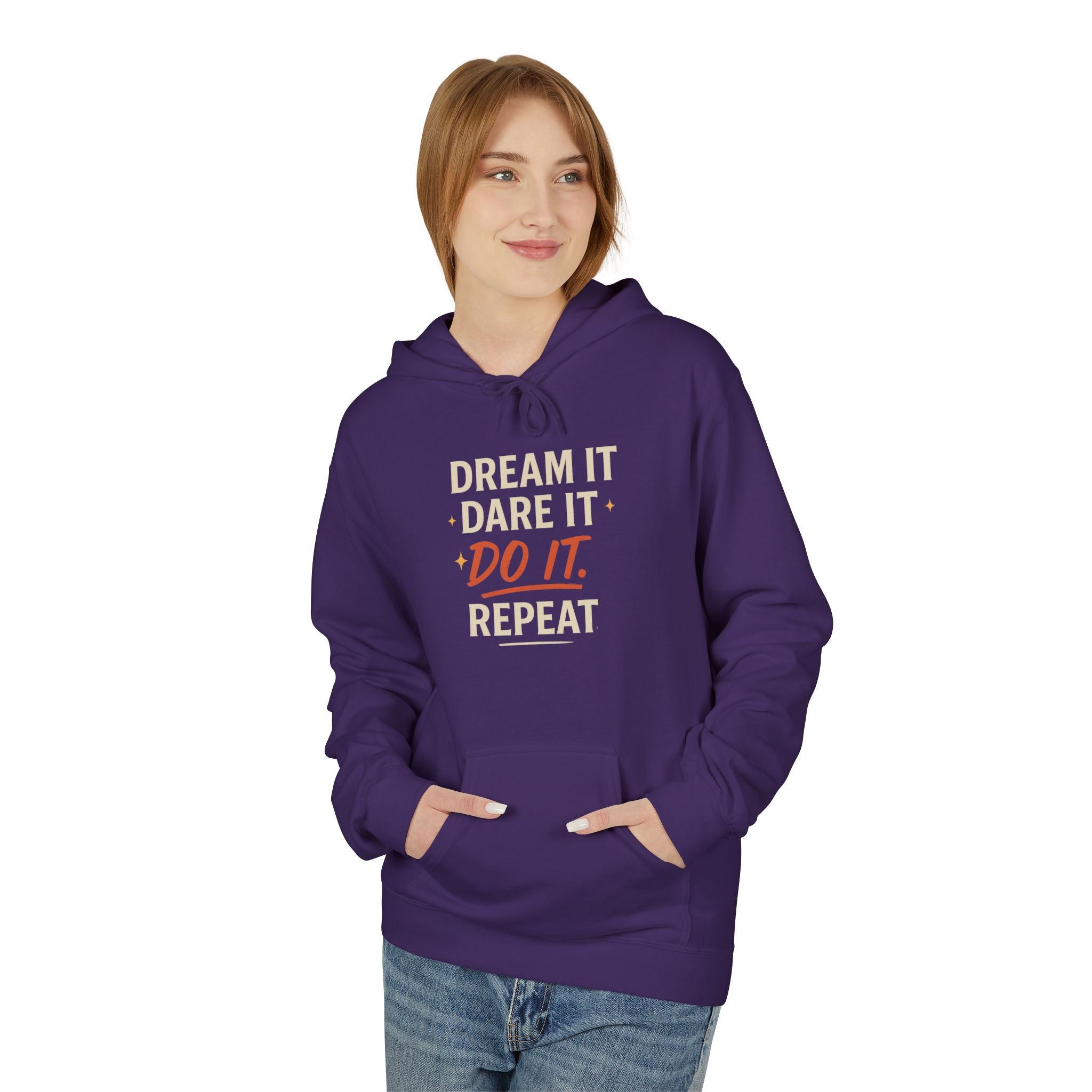 Inspirational Fleece Hoodie - Dream It Dare It Don't Repeat, Cozy Unisex Sweatshirt, Motivational Gift, Perfect for Everyday Wear, [...]