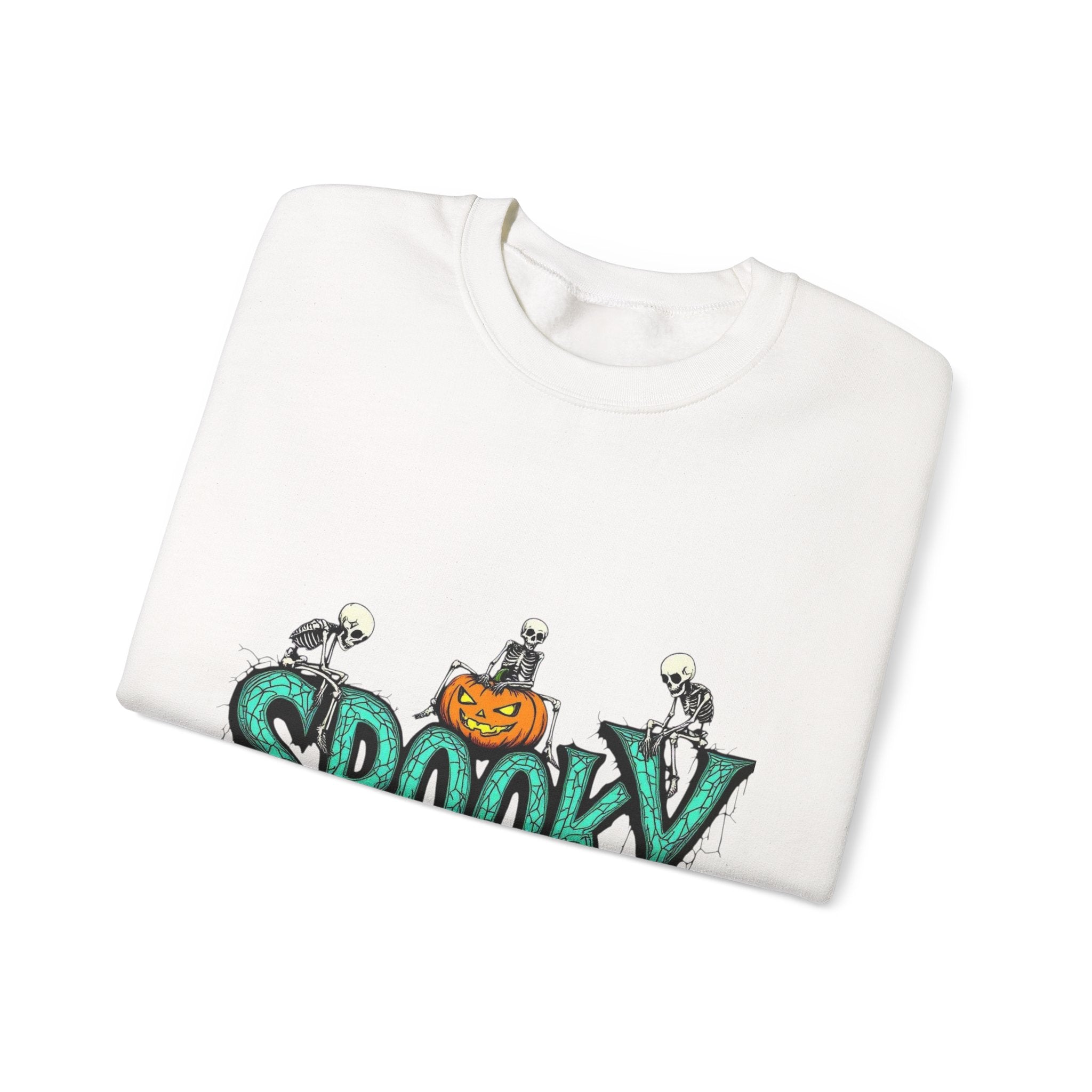 Spooky halloween sweatshirt unisex cozy crewneck fall scary ghost skeleton top