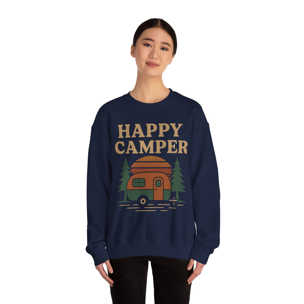 Gift For Campers Happy Camper Sweatshirt, Cozy Outdoor Crewneck, Perfect Gift for Campers, Adventure Apparel, Camping Lovers' Sweatshirt