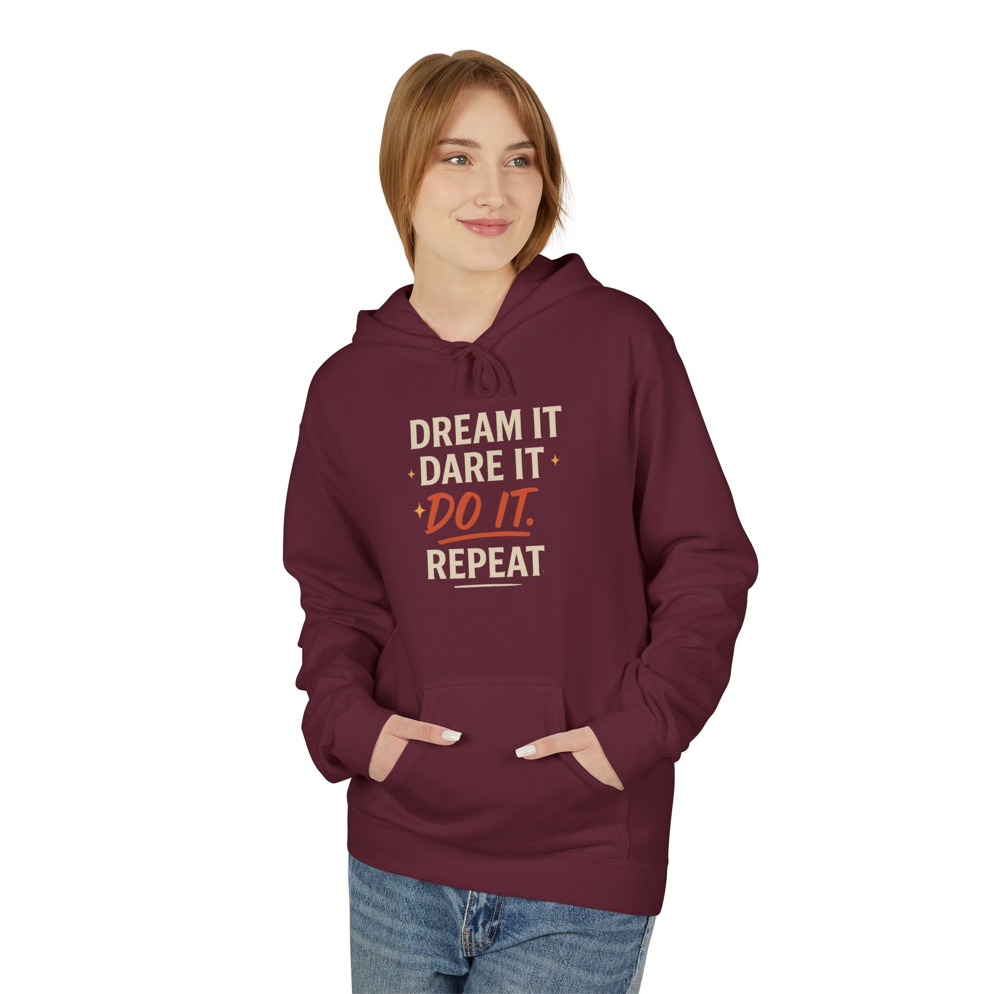 Inspirational Fleece Hoodie - Dream It Dare It Don't Repeat, Cozy Unisex Sweatshirt, Motivational Gift, Perfect for Everyday Wear, [...]