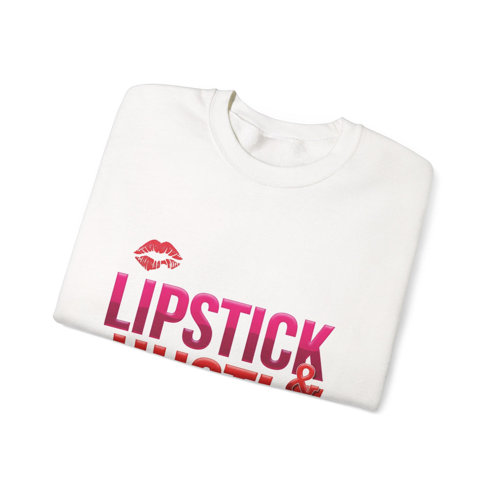 Lipstick & Hustle Crewneck Sweatshirt, Motivational Apparel, Fashion for Boss Babes, Gift for Her, Casual Chic Style