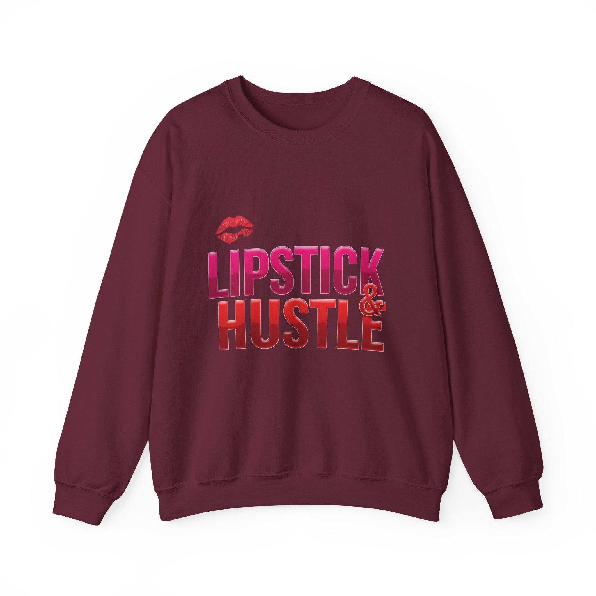 Lipstick & Hustle Crewneck Sweatshirt, Motivational Apparel, Fashion for Boss Babes, Gift for Her, Casual Chic Style