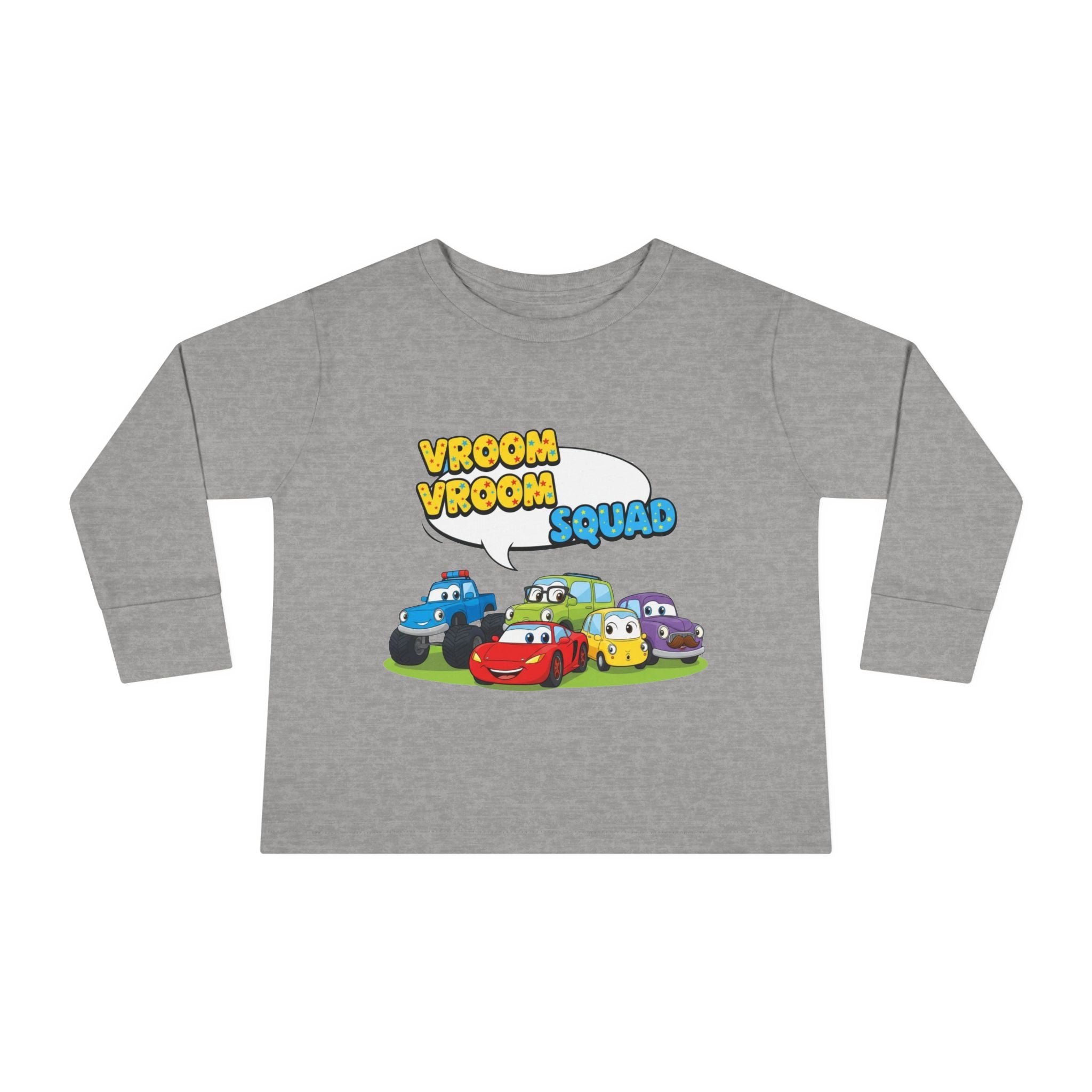 Toddler Long Sleeve Tee - Vroom Vroom Squad, Kids Car Shirt, Birthday Gift, Toddler Apparel, Fun Playwear, Car Enthusiast Clothing
