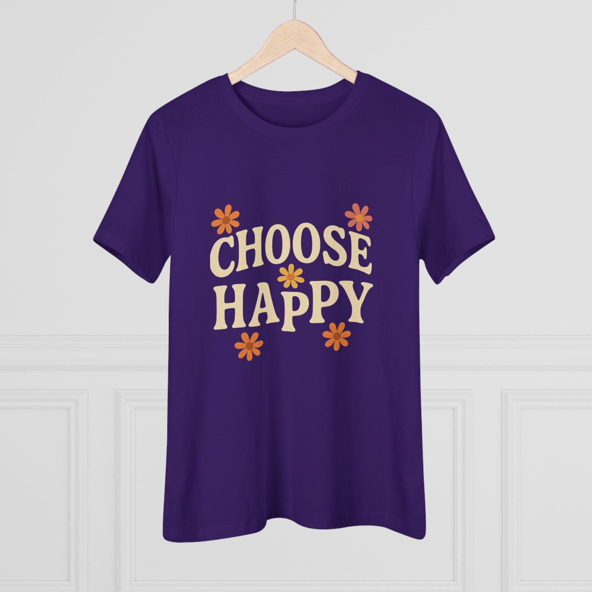 Choose Happy Women's Cotton Tee, Positive Vibes T-Shirt for Everyday Comfort, Gift for Friends, Casual Summer Wear, Inspirational Fashion