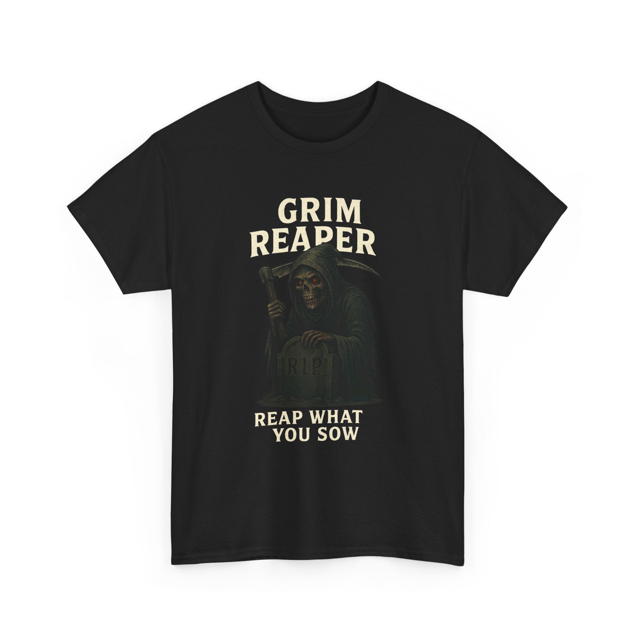 Grim Reaper Tee - Unisex Heavy Cotton Shirt, Casual Streetwear, Halloween Costume, Gift for Horror Fans, Vintage Graphic Tee