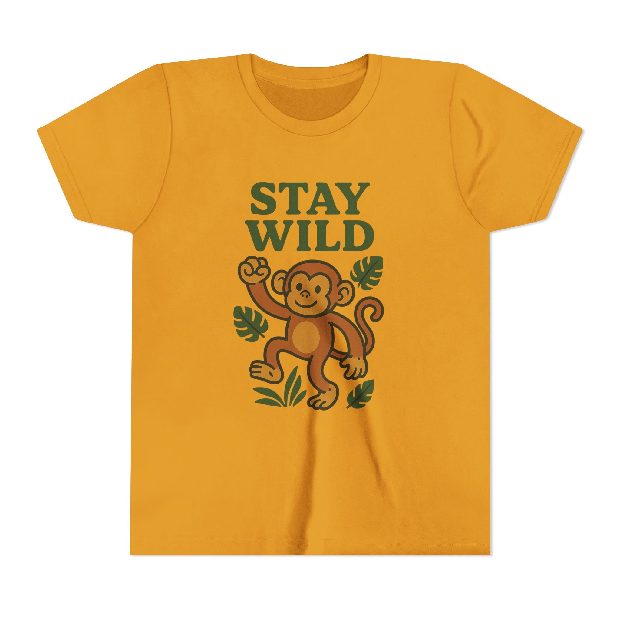 Youth Stay Wild Monkey Tee - Fun Summer T-Shirt, Kids Gift, Adventure Apparel, Birthday Shirt, Jungle Theme Clothing
