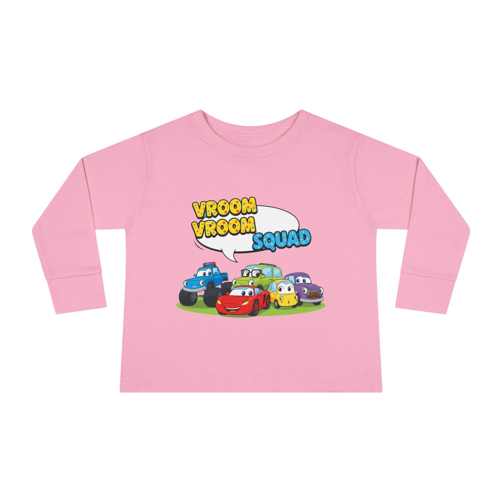 Toddler Long Sleeve Tee - Vroom Vroom Squad, Kids Car Shirt, Birthday Gift, Toddler Apparel, Fun Playwear, Car Enthusiast Clothing