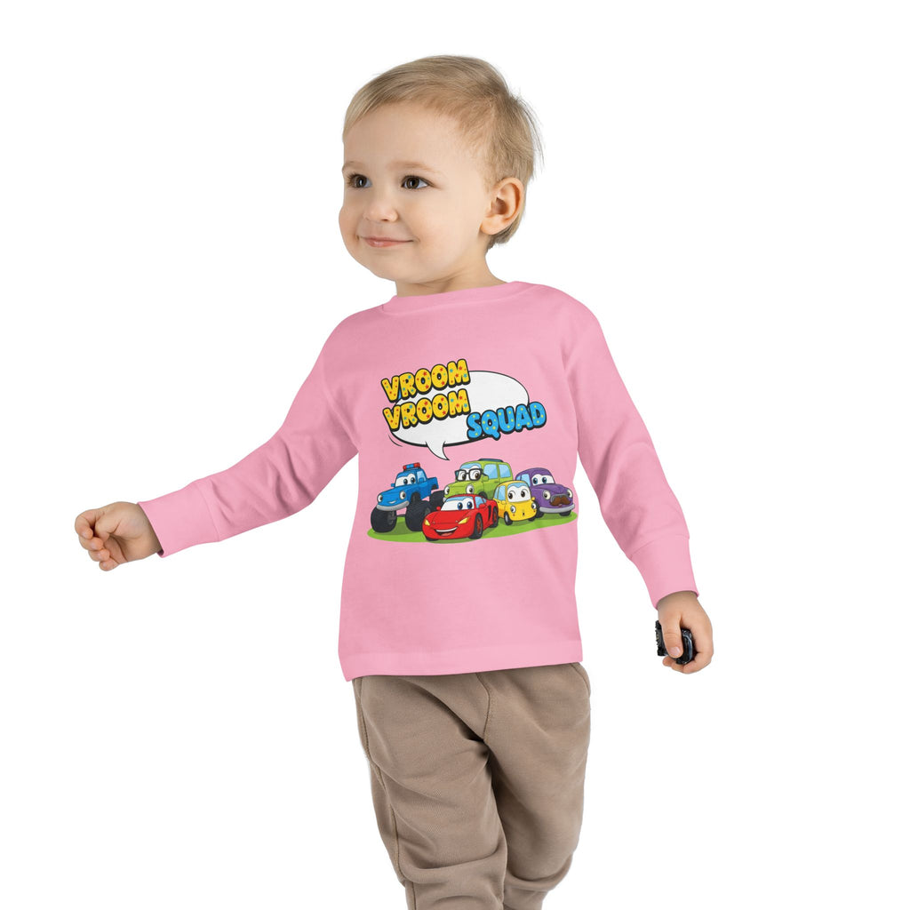 Toddler Long Sleeve Tee - Vroom Vroom Squad, Kids Car Shirt, Birthday Gift, Toddler Apparel, Fun Playwear, Car Enthusiast Clothing