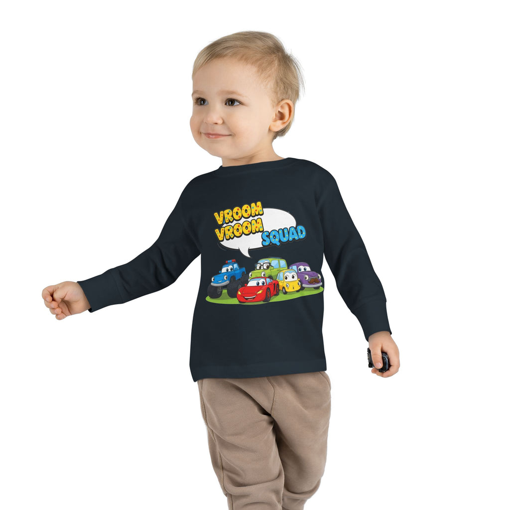 Toddler Long Sleeve Tee - Vroom Vroom Squad, Kids Car Shirt, Birthday Gift, Toddler Apparel, Fun Playwear, Car Enthusiast Clothing