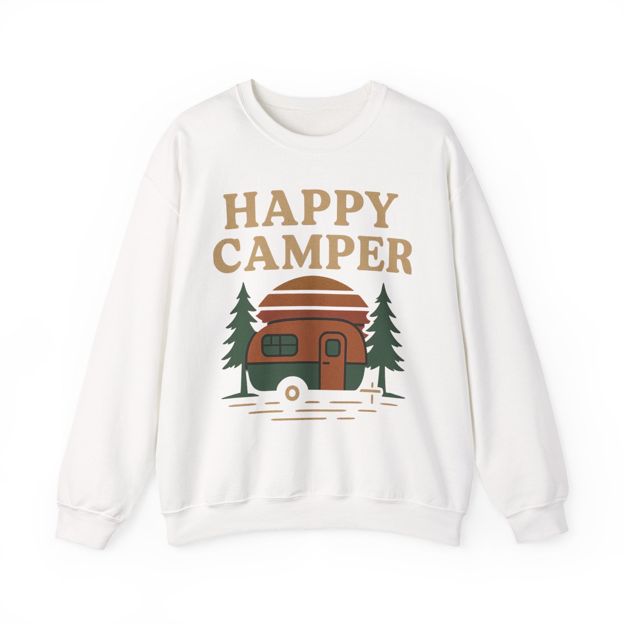 Gift For Campers Happy Camper Sweatshirt, Cozy Outdoor Crewneck, Perfect Gift for Campers, Adventure Apparel, Camping Lovers' Sweatshirt