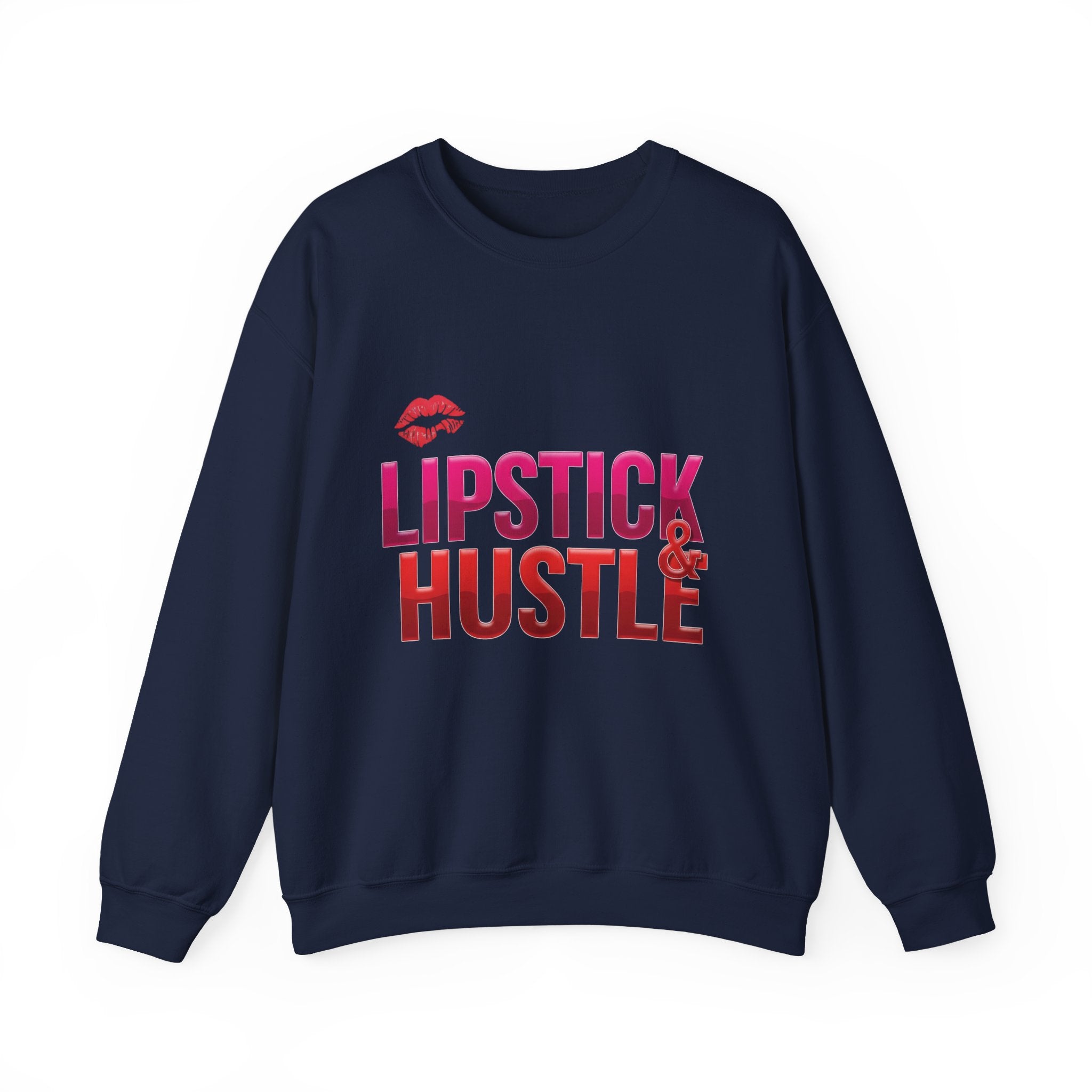 Lipstick & Hustle Crewneck Sweatshirt, Motivational Apparel, Fashion for Boss Babes, Gift for Her, Casual Chic Style