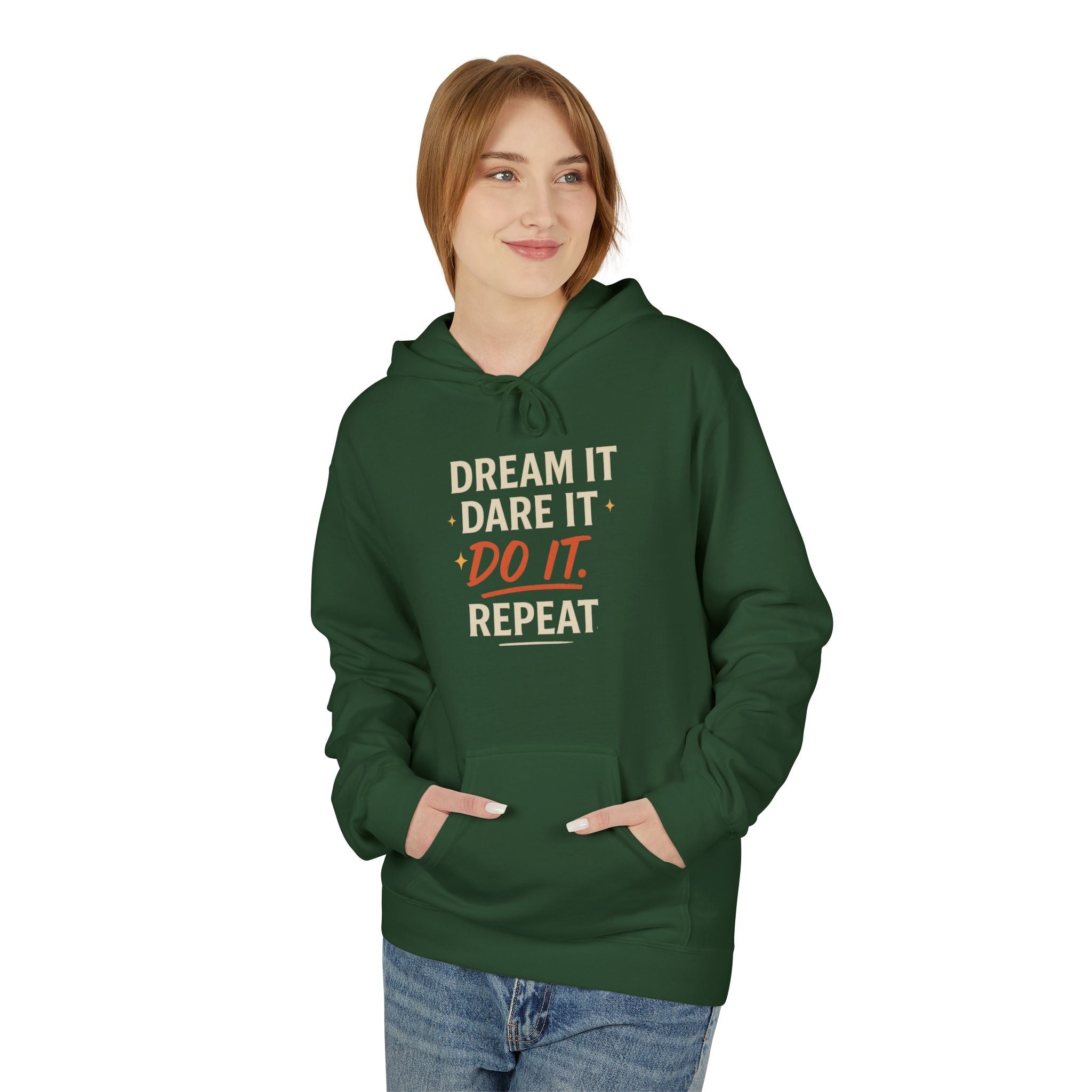 Inspirational Fleece Hoodie - Dream It Dare It Don't Repeat, Cozy Unisex Sweatshirt, Motivational Gift, Perfect for Everyday Wear, [...]