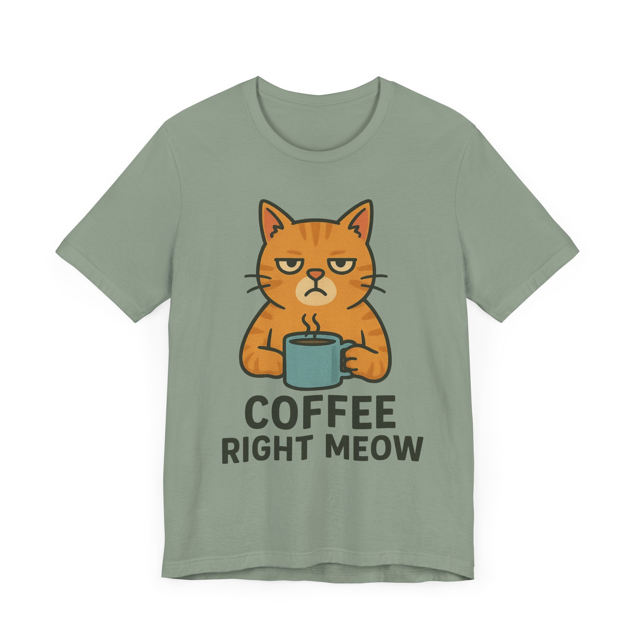 Cat Lover Funny Coffee Unisex Tee, Gift for Her, Cat Print Shirt, Short Sleeve Shirt, Funny Cat Tee