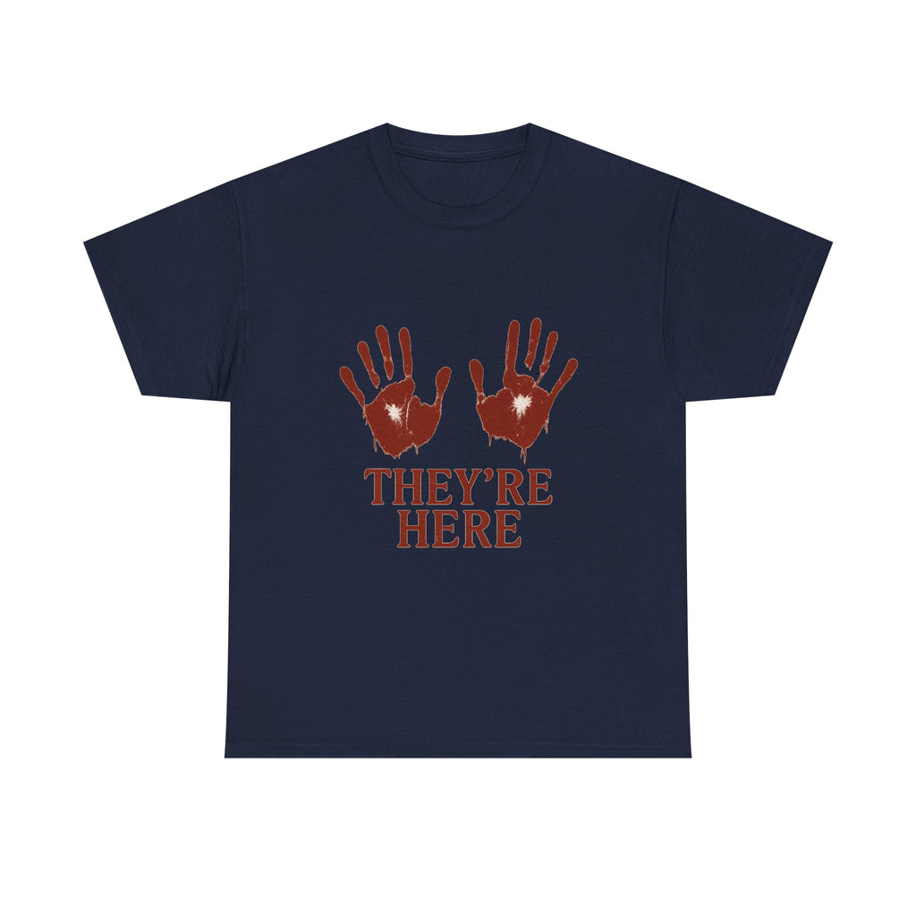 Spooky Graphic Tee, Unisex Heavy Cotton Shirt, Halloween T-Shirt, Unique Handprint Design, Casual Wear, Gift for Horror Fans