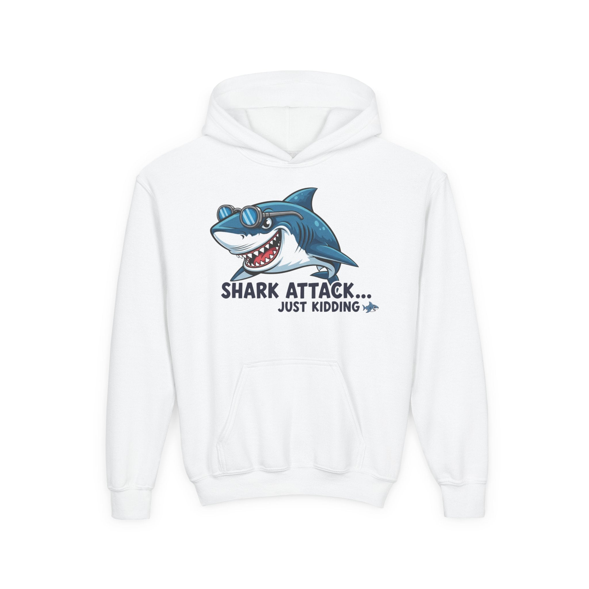 Shark Attack Youth Hoodie - Funny Sweatshirt for Kids, Shark Lover Gift, Summer Camp Wear, Birthday Present, Cute Fashion