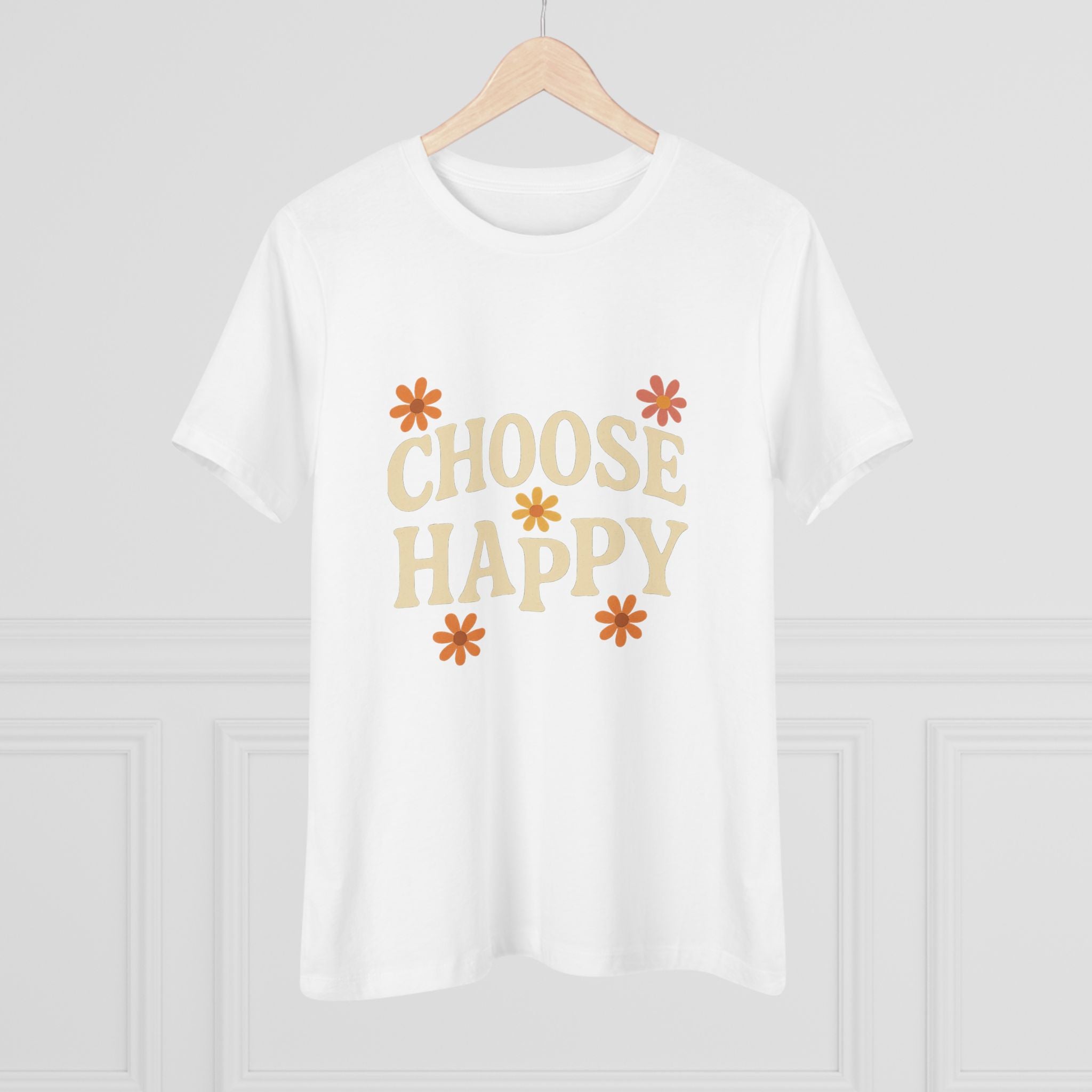 Choose Happy Women's Cotton Tee, Positive Vibes T-Shirt for Everyday Comfort, Gift for Friends, Casual Summer Wear, Inspirational Fashion