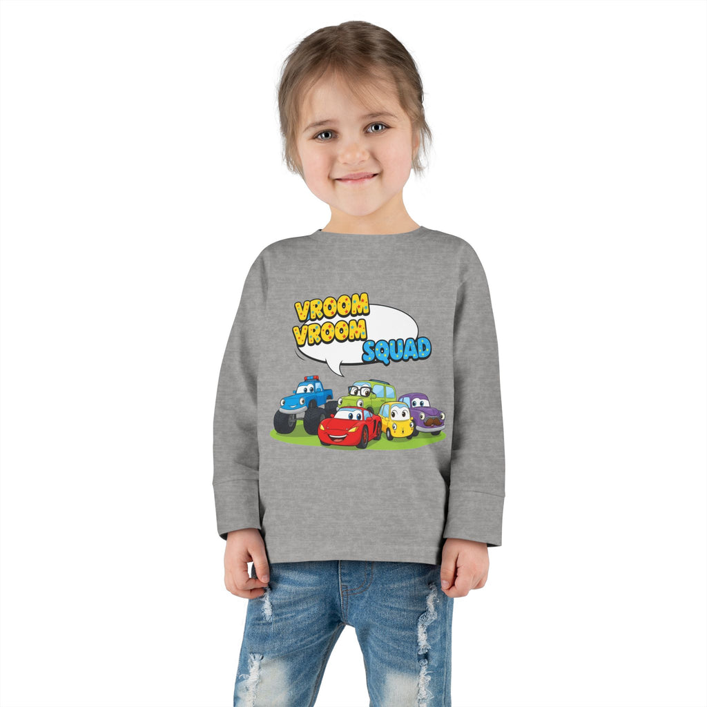 Toddler Long Sleeve Tee - Vroom Vroom Squad, Kids Car Shirt, Birthday Gift, Toddler Apparel, Fun Playwear, Car Enthusiast Clothing