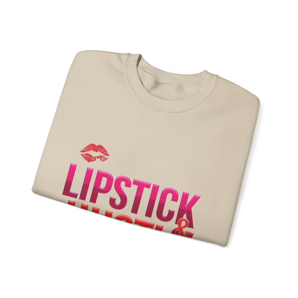 Lipstick & Hustle Crewneck Sweatshirt, Motivational Apparel, Fashion for Boss Babes, Gift for Her, Casual Chic Style