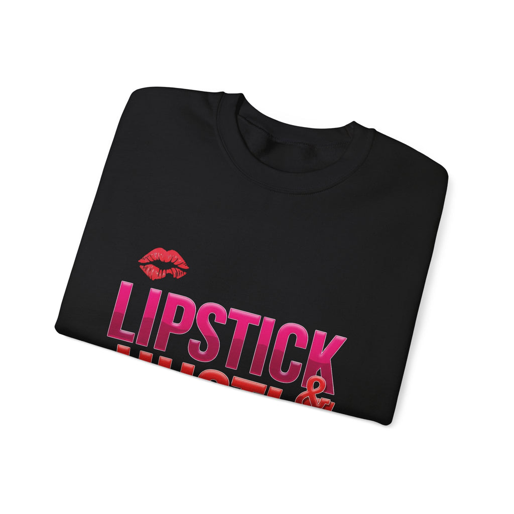 Lipstick & Hustle Crewneck Sweatshirt, Motivational Apparel, Fashion for Boss Babes, Gift for Her, Casual Chic Style
