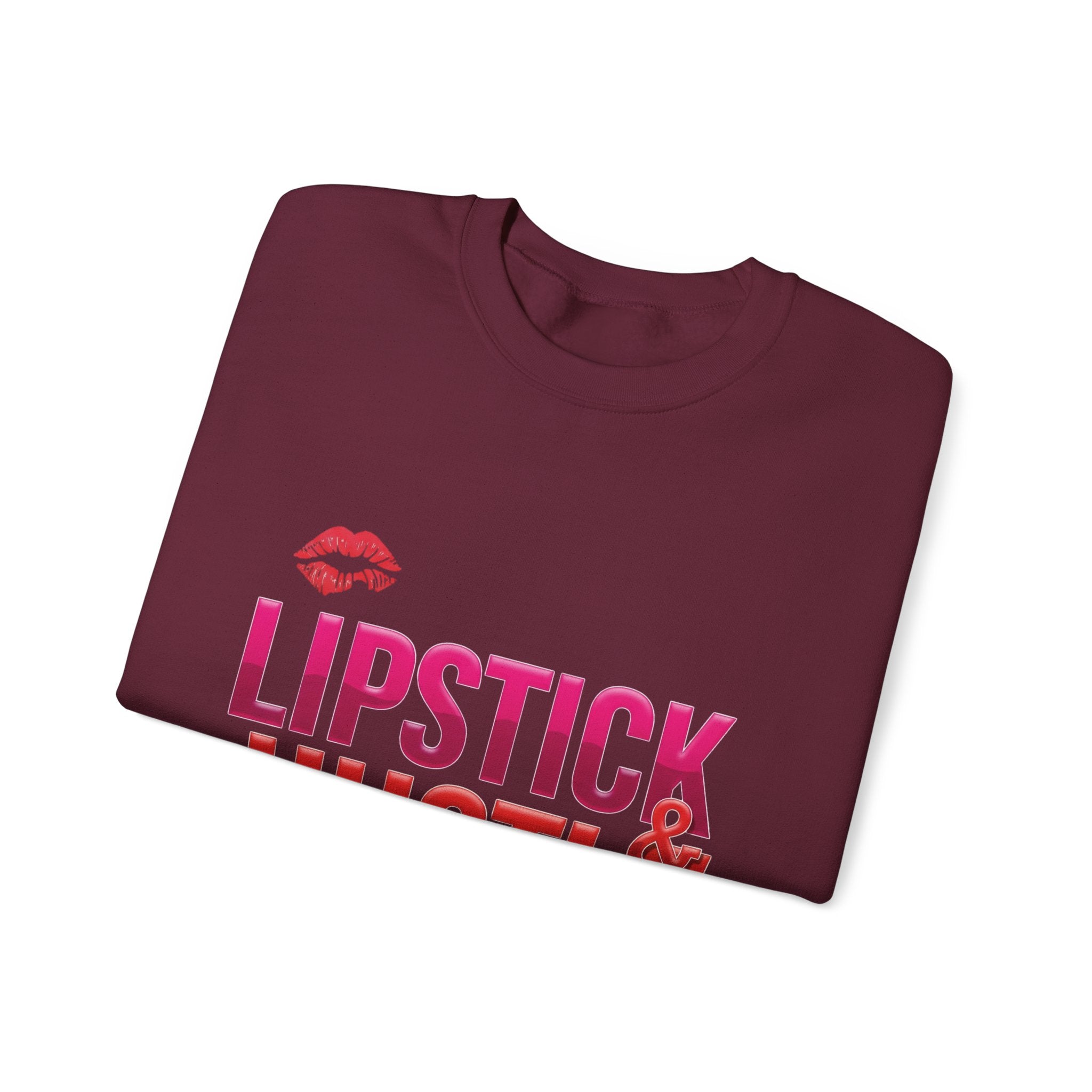 Lipstick & Hustle Crewneck Sweatshirt, Motivational Apparel, Fashion for Boss Babes, Gift for Her, Casual Chic Style
