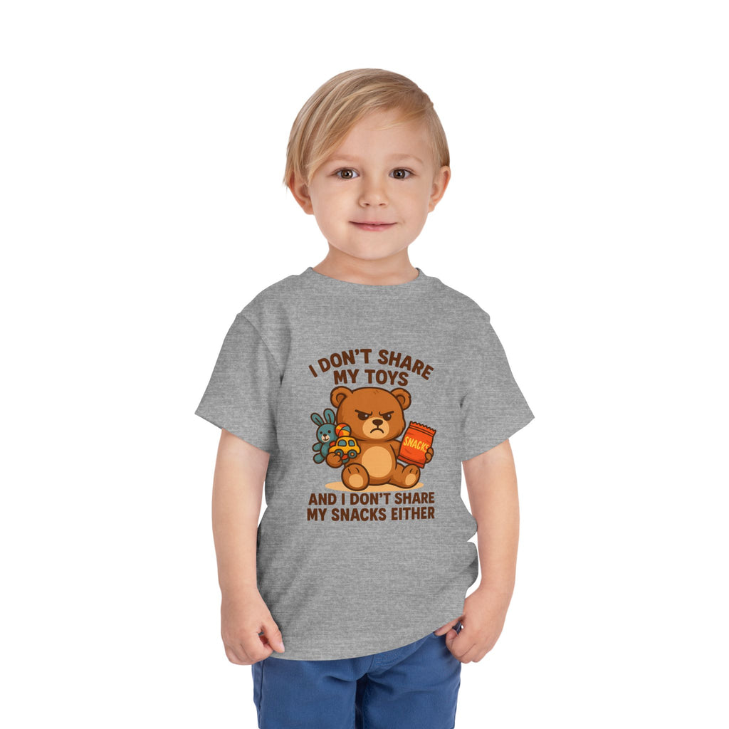 Playful Toddler Tee: I Don't Share My Toys and Snacks, Kids Graphic T-Shirt, Gift for Toddlers, Fun Casual Wear, Birthday Party Outfit