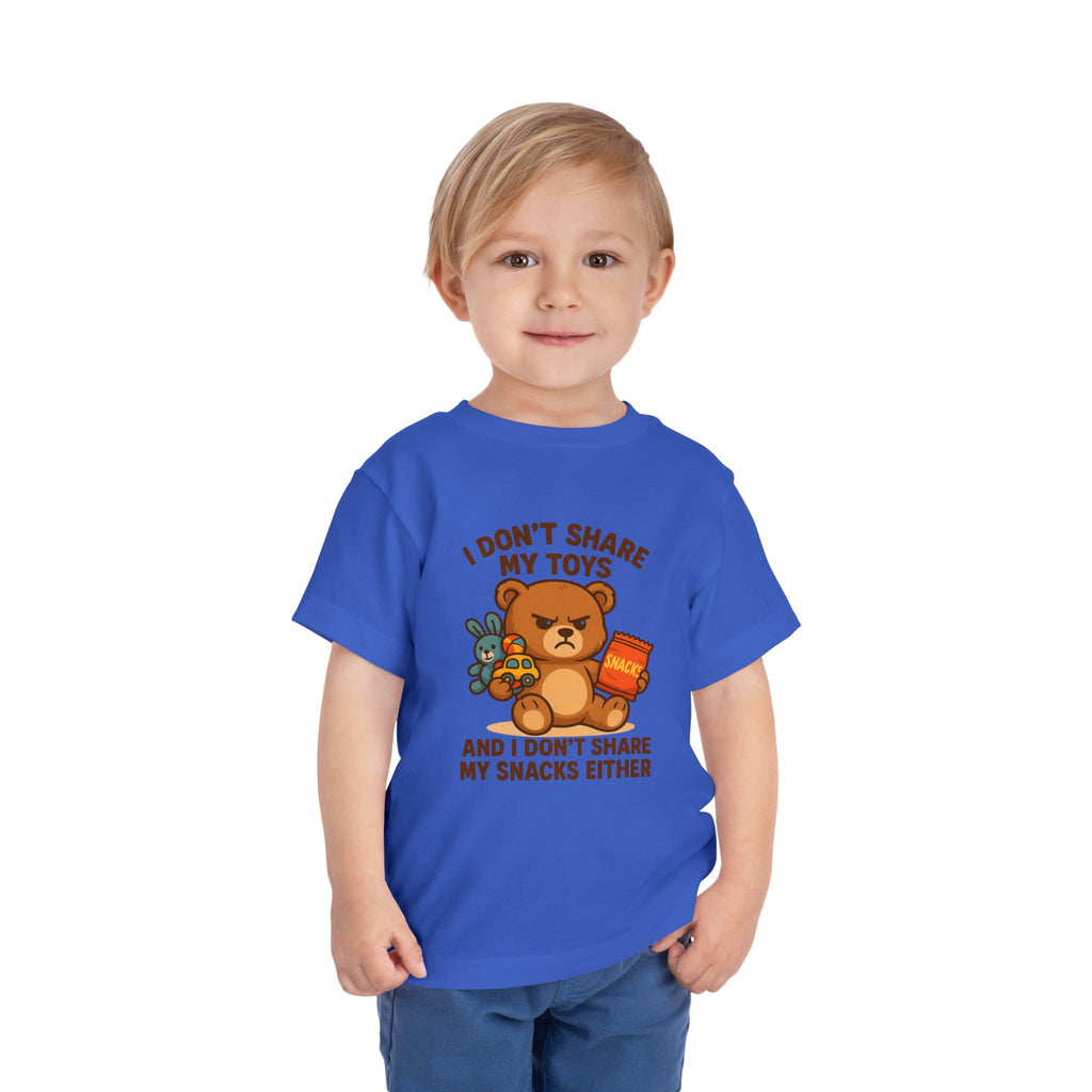 Playful Toddler Tee: I Don't Share My Toys and Snacks, Kids Graphic T-Shirt, Gift for Toddlers, Fun Casual Wear, Birthday Party Outfit