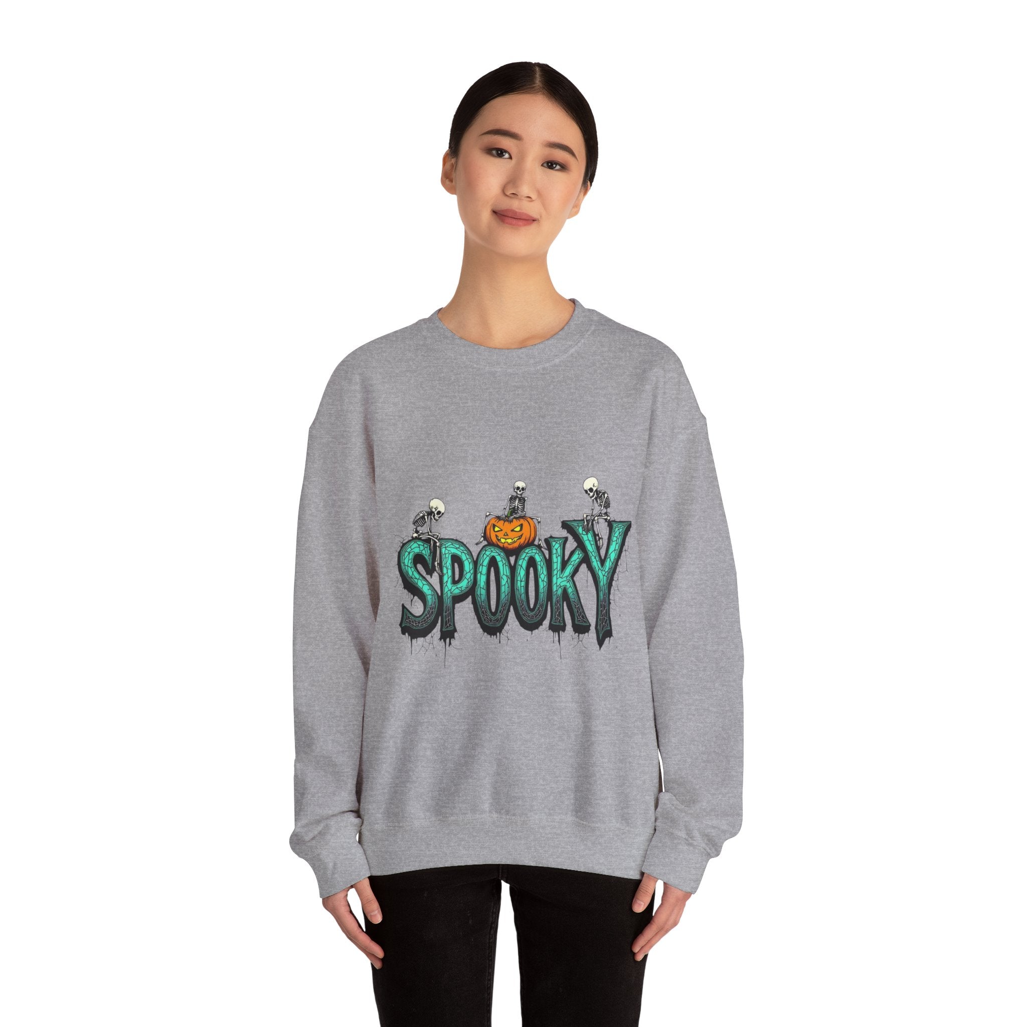 Spooky halloween sweatshirt unisex cozy crewneck fall scary ghost skeleton top