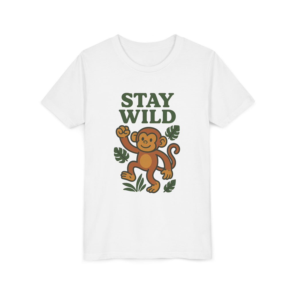 Youth Stay Wild Monkey Tee - Fun Summer T-Shirt, Kids Gift, Adventure Apparel, Birthday Shirt, Jungle Theme Clothing