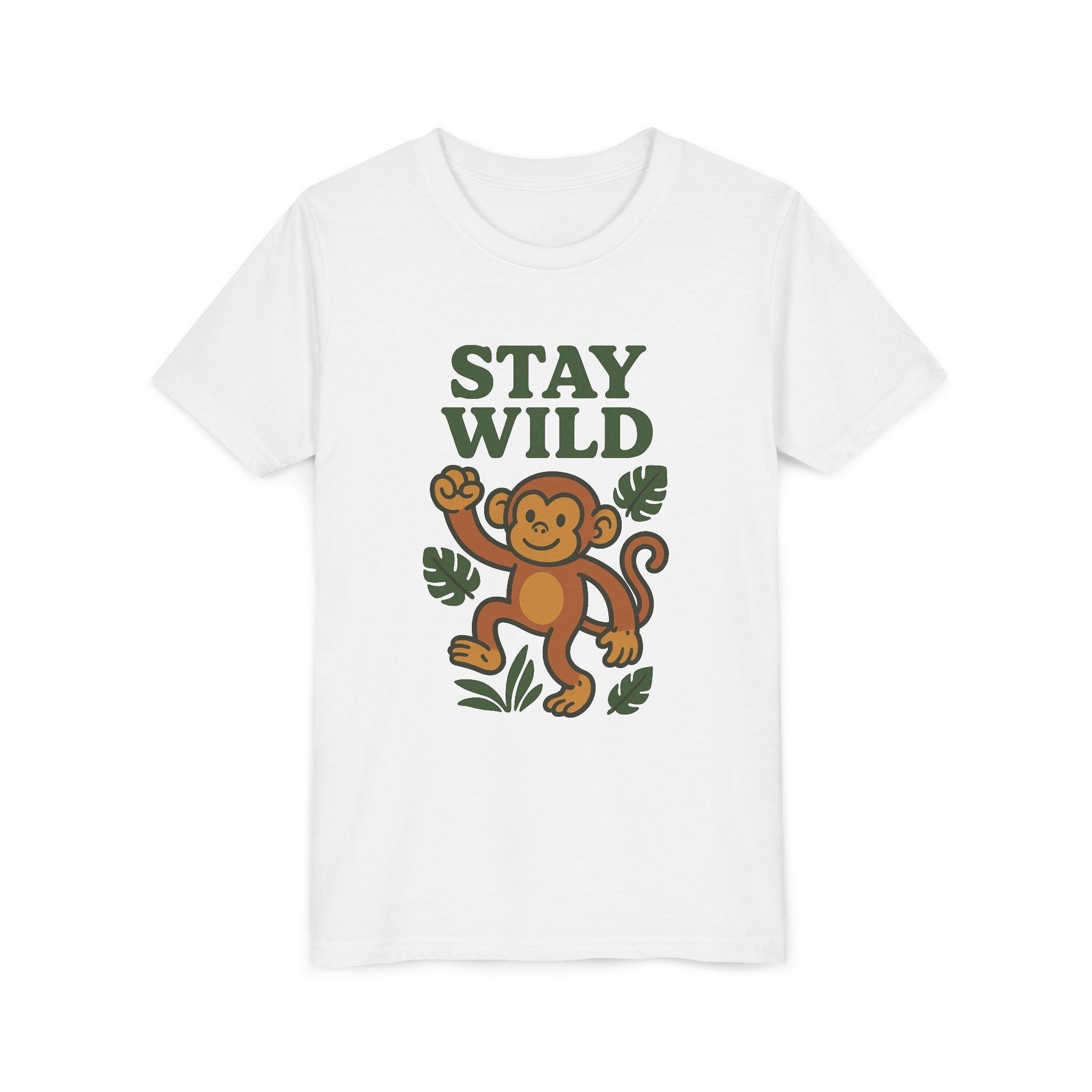Youth Stay Wild Monkey Tee - Fun Summer T-Shirt, Kids Gift, Adventure Apparel, Birthday Shirt, Jungle Theme Clothing