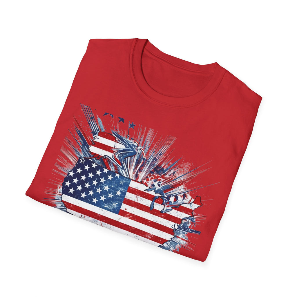Patriotic Unisex T-Shirt with USA Flag Design, American Pride Tee, Independence Day Shirt, Casual Wear, Gift for Veterans