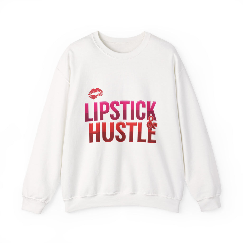 Lipstick & Hustle Crewneck Sweatshirt, Motivational Apparel, Fashion for Boss Babes, Gift for Her, Casual Chic Style