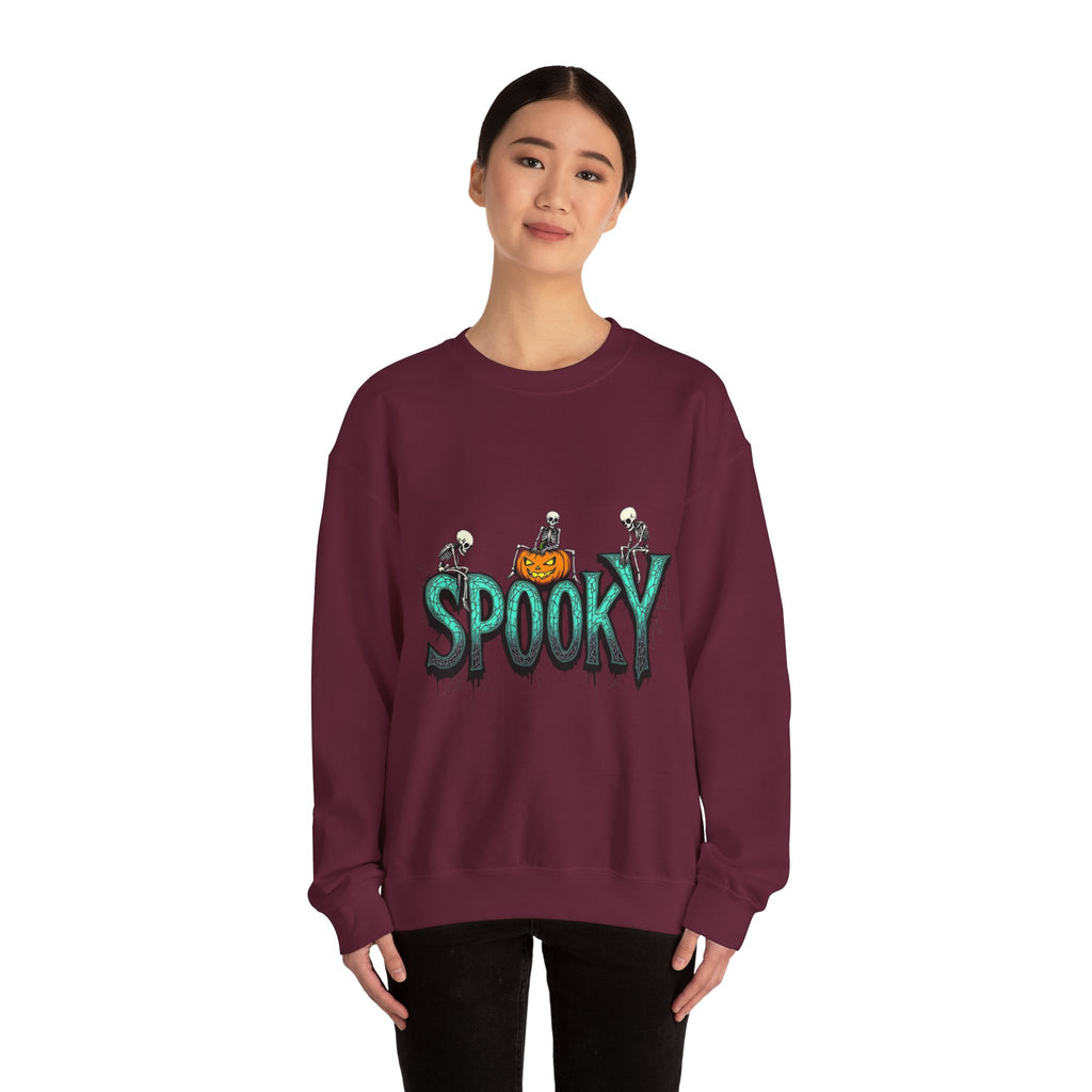 Spooky halloween sweatshirt unisex cozy crewneck fall scary ghost skeleton top