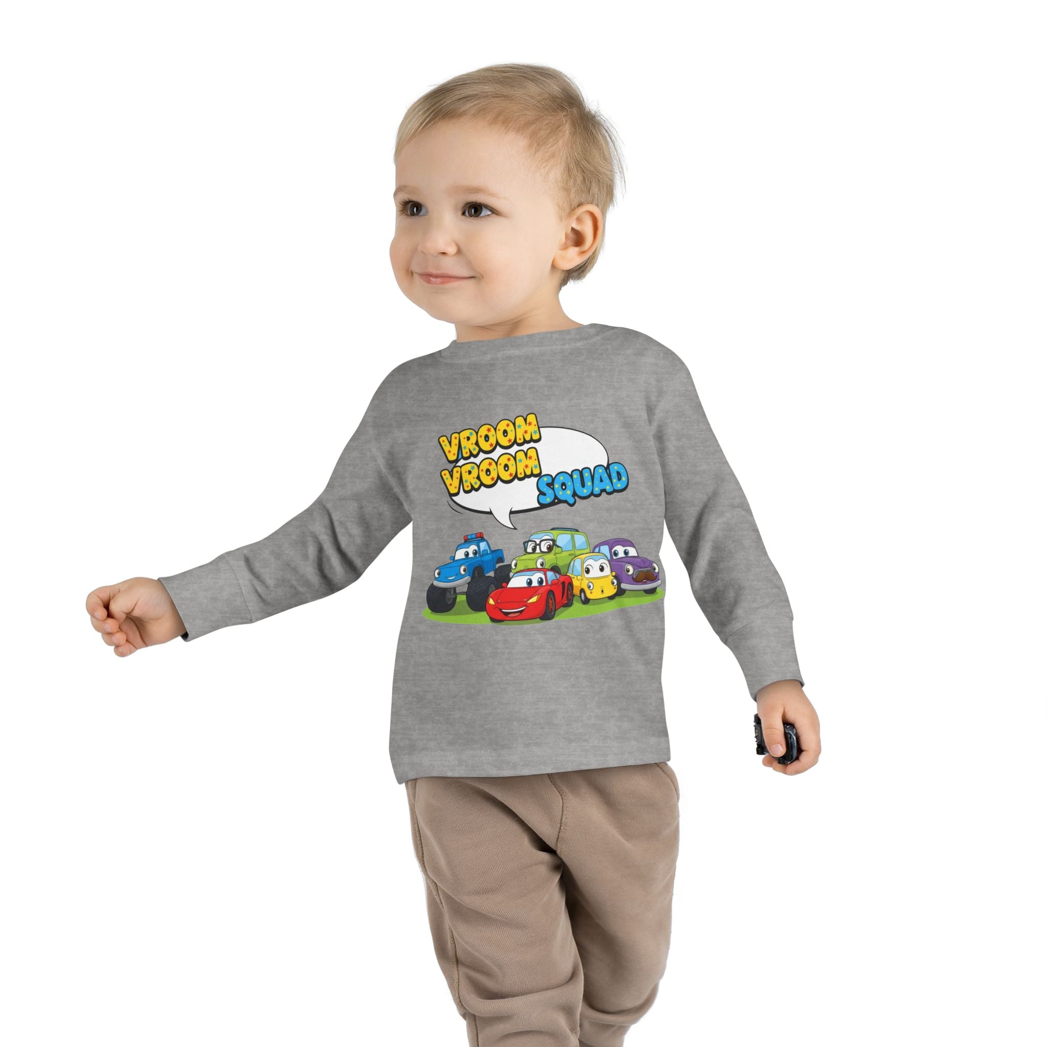 Toddler Long Sleeve Tee - Vroom Vroom Squad, Kids Car Shirt, Birthday Gift, Toddler Apparel, Fun Playwear, Car Enthusiast Clothing