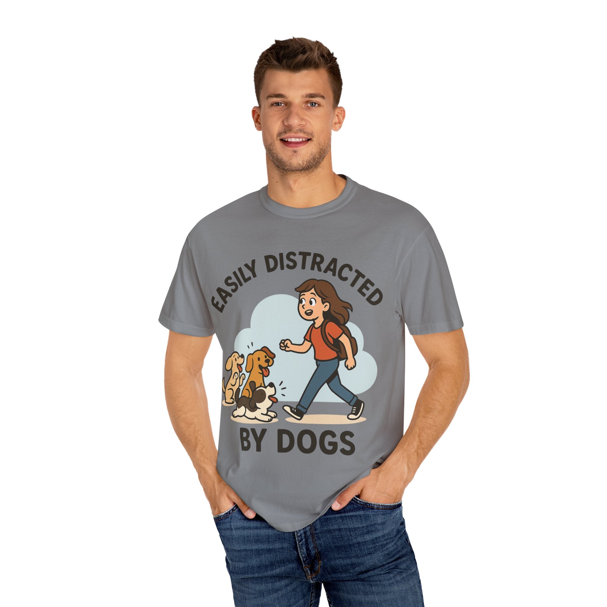 Distracted by Dogs T-Shirt, Cute Dog Lover Tee, Funny Gift for Dog Owners, Casual Wear, Pet Lover Apparel,Gift for pet Owners, Gift for Her
