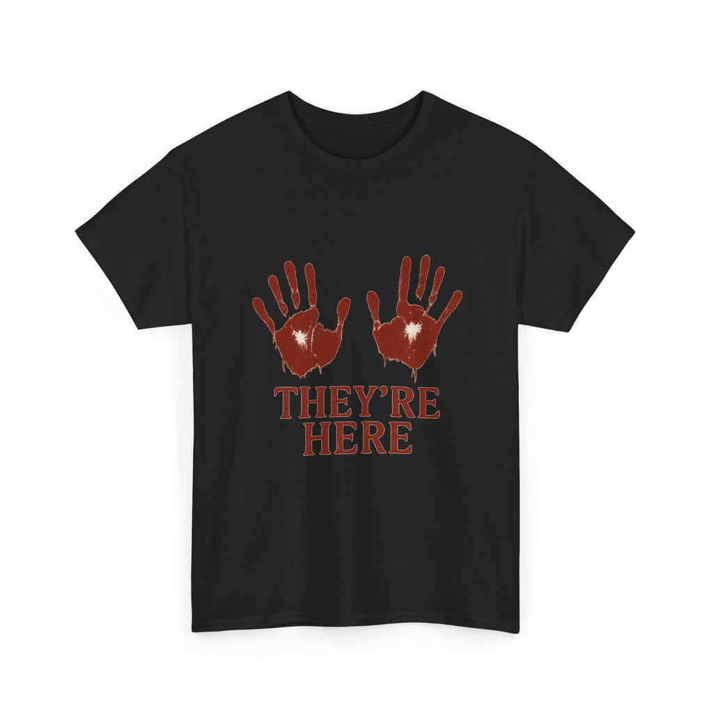 Spooky Graphic Tee, Unisex Heavy Cotton Shirt, Halloween T-Shirt, Unique Handprint Design, Casual Wear, Gift for Horror Fans