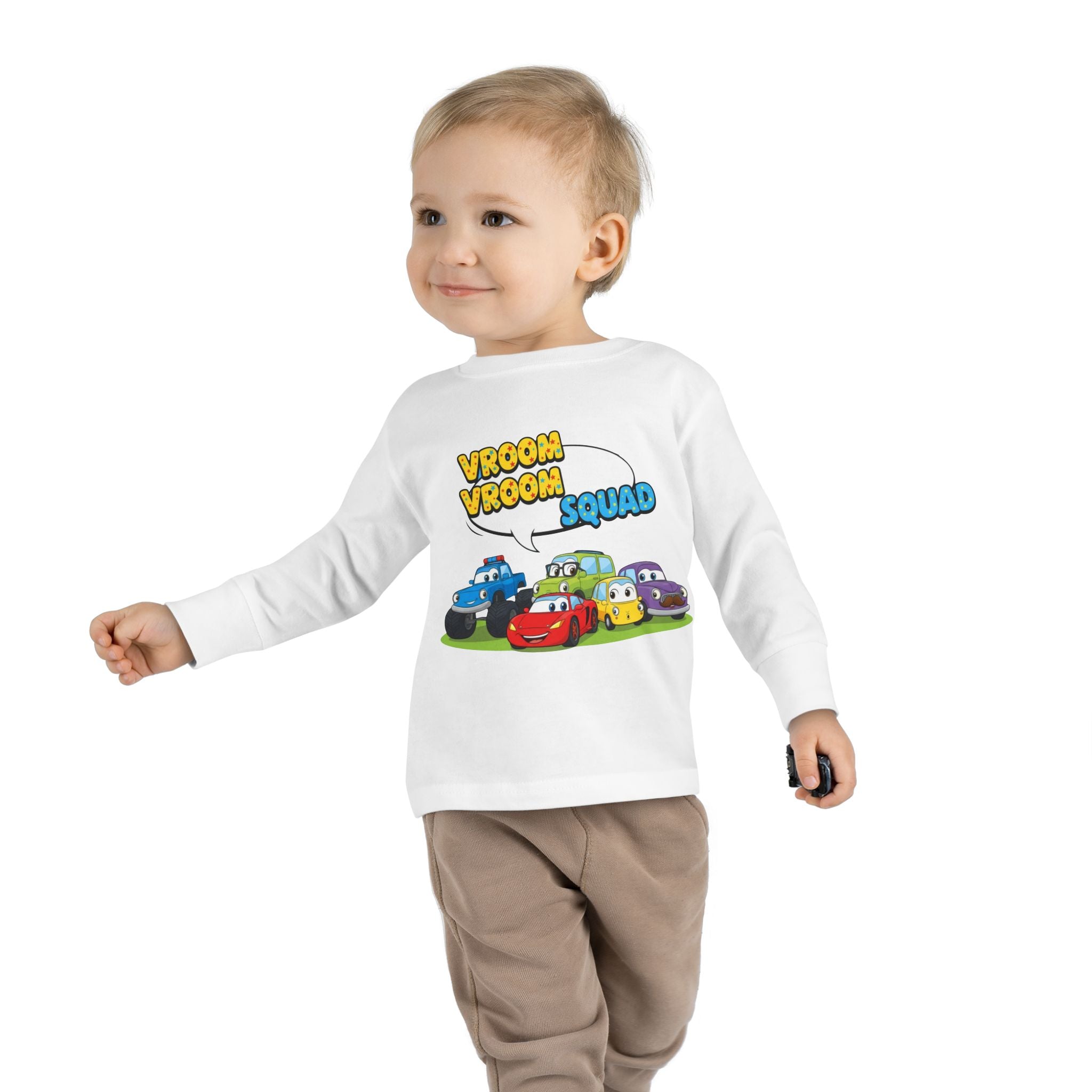 Toddler Long Sleeve Tee - Vroom Vroom Squad, Kids Car Shirt, Birthday Gift, Toddler Apparel, Fun Playwear, Car Enthusiast Clothing