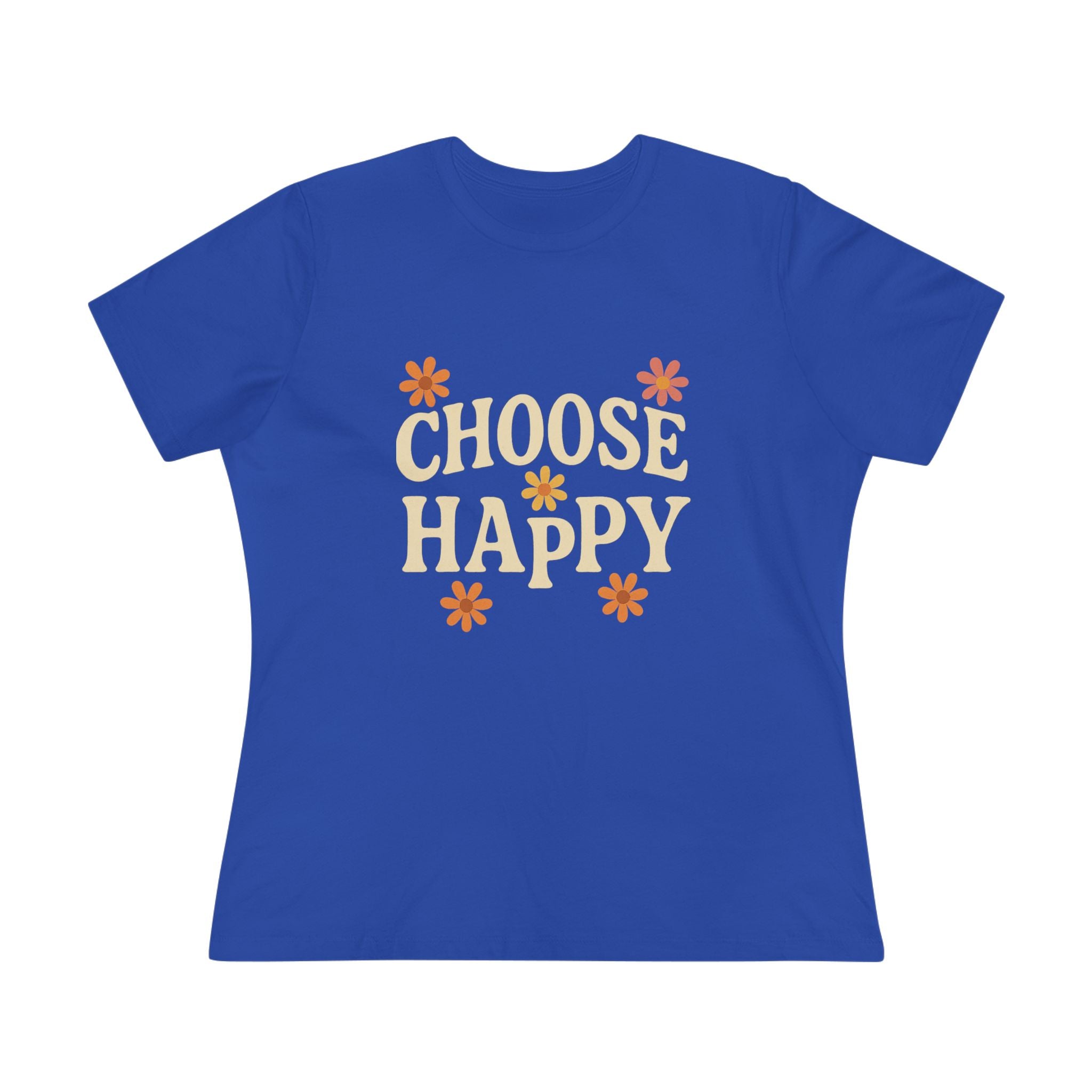 Choose Happy Women's Cotton Tee, Positive Vibes T-Shirt for Everyday Comfort, Gift for Friends, Casual Summer Wear, Inspirational Fashion