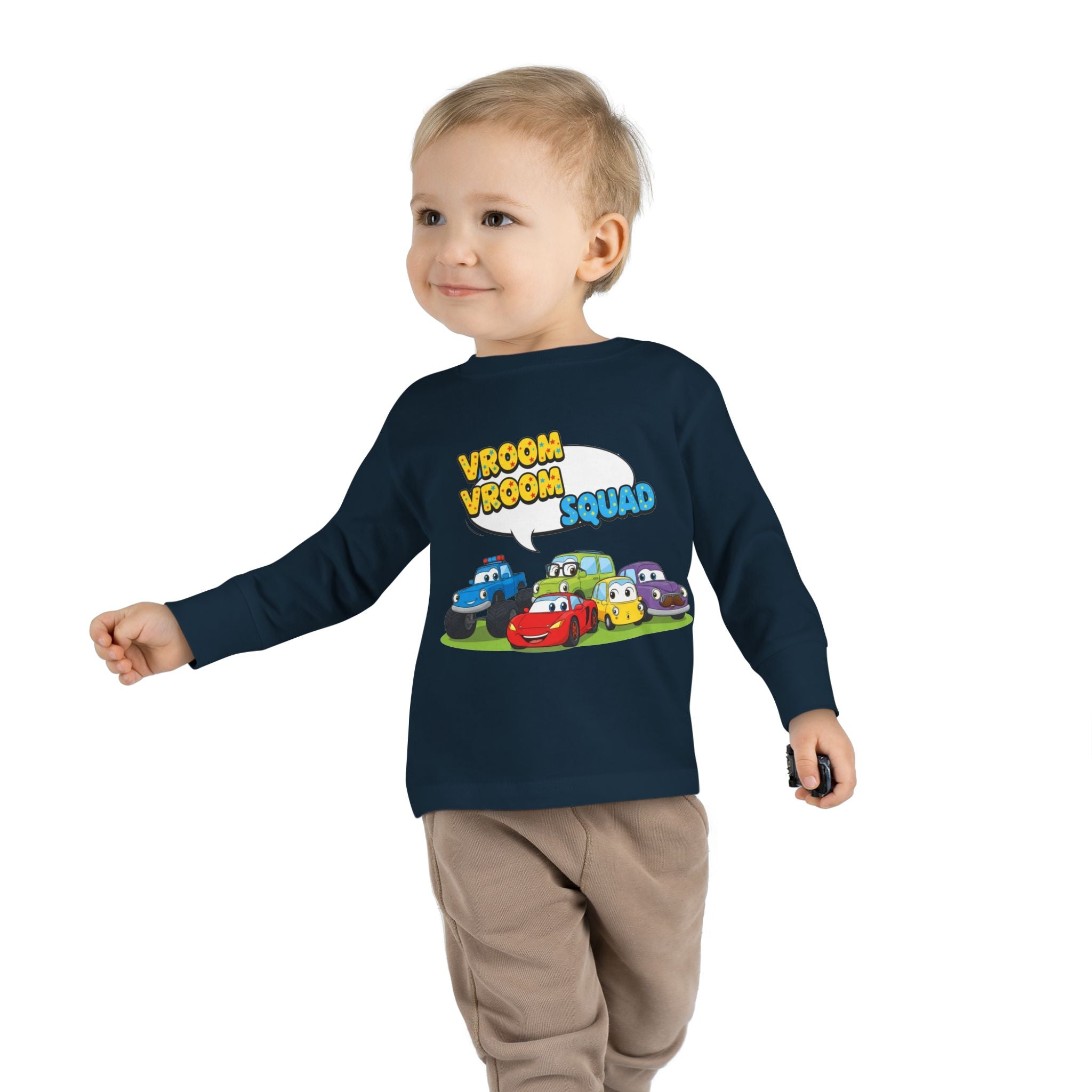 Toddler Long Sleeve Tee - Vroom Vroom Squad, Kids Car Shirt, Birthday Gift, Toddler Apparel, Fun Playwear, Car Enthusiast Clothing