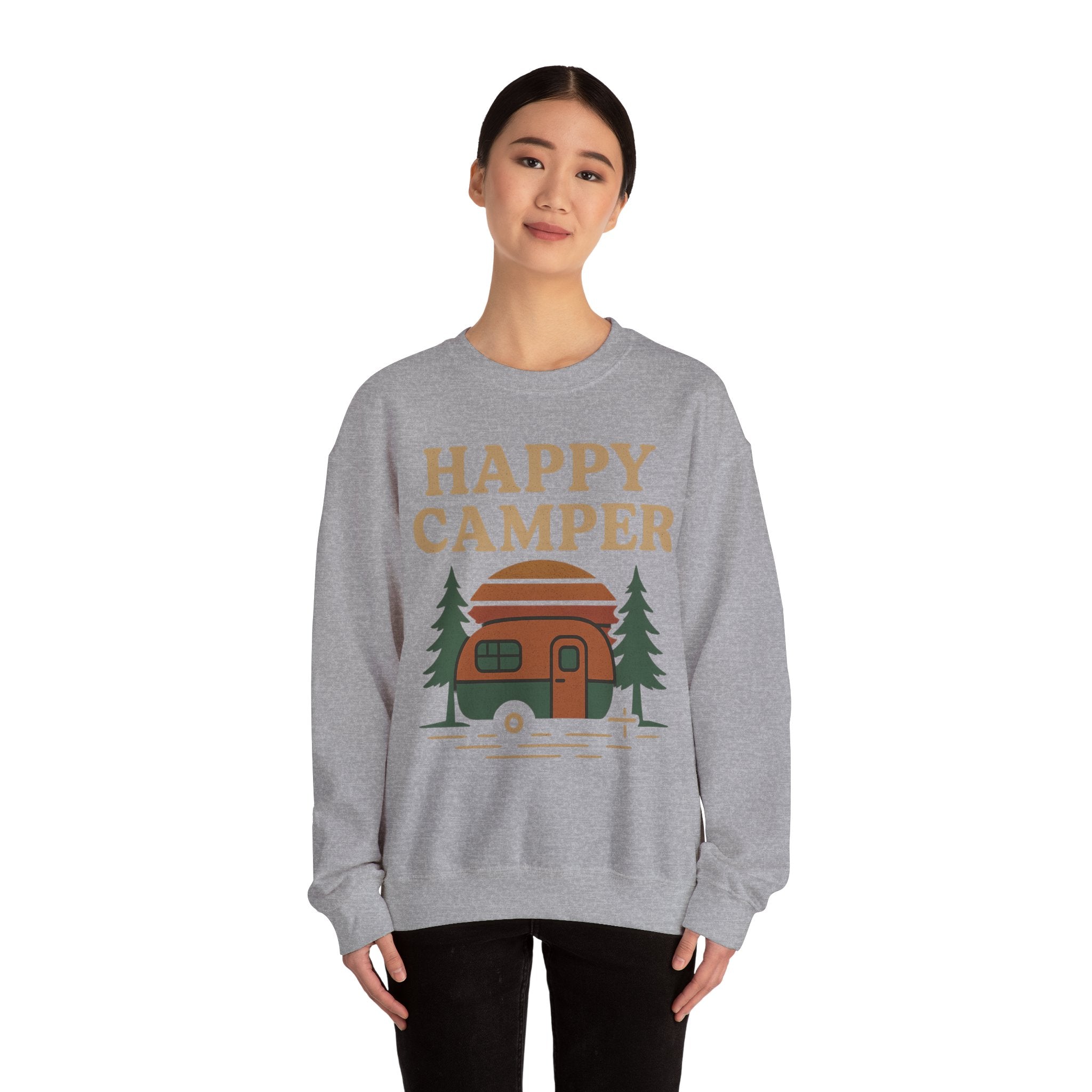 Gift For Campers Happy Camper Sweatshirt, Cozy Outdoor Crewneck, Perfect Gift for Campers, Adventure Apparel, Camping Lovers' Sweatshirt