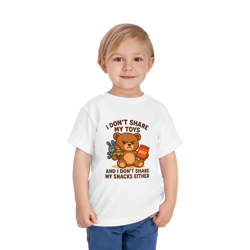 Playful Toddler Tee: I Don't Share My Toys and Snacks, Kids Graphic T-Shirt, Gift for Toddlers, Fun Casual Wear, Birthday Party Outfit