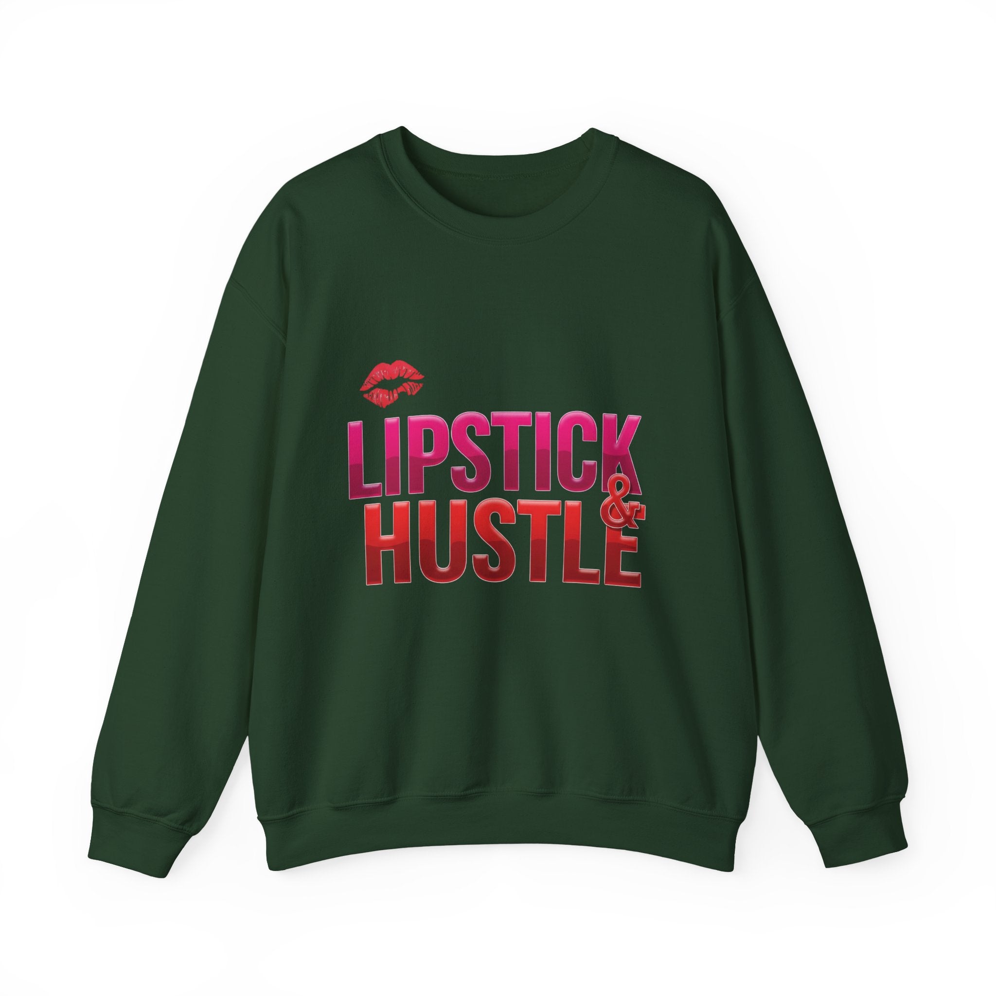 Lipstick & Hustle Crewneck Sweatshirt, Motivational Apparel, Fashion for Boss Babes, Gift for Her, Casual Chic Style